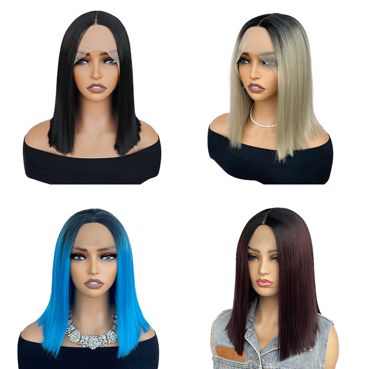 Factory direct sales. 12inch fashionable bob straight hair wigs made of heat - resistant fiber. Multiple colors available