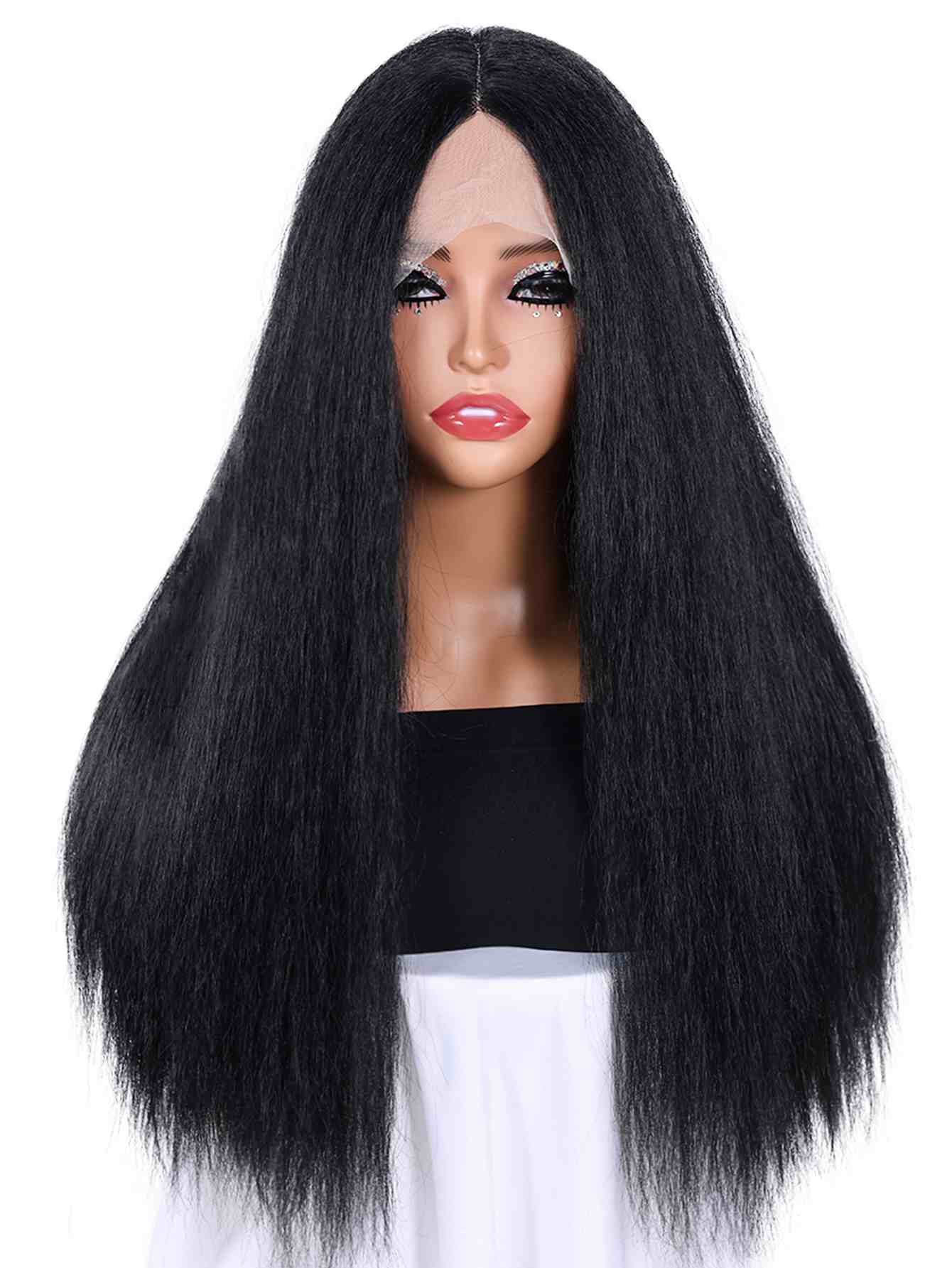 Long Yaki Straight Wig Synthetic Wig Beginners Friendly Heat Resistant 13*4*1 Lace Front Wig 200% Density