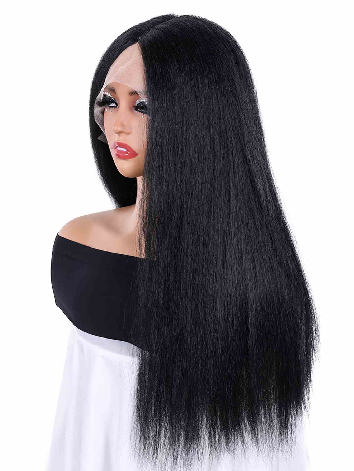 Long Yaki Straight Wig Synthetic Wig Beginners Friendly Heat Resistant 13*4*1 Lace Front Wig 200% Density