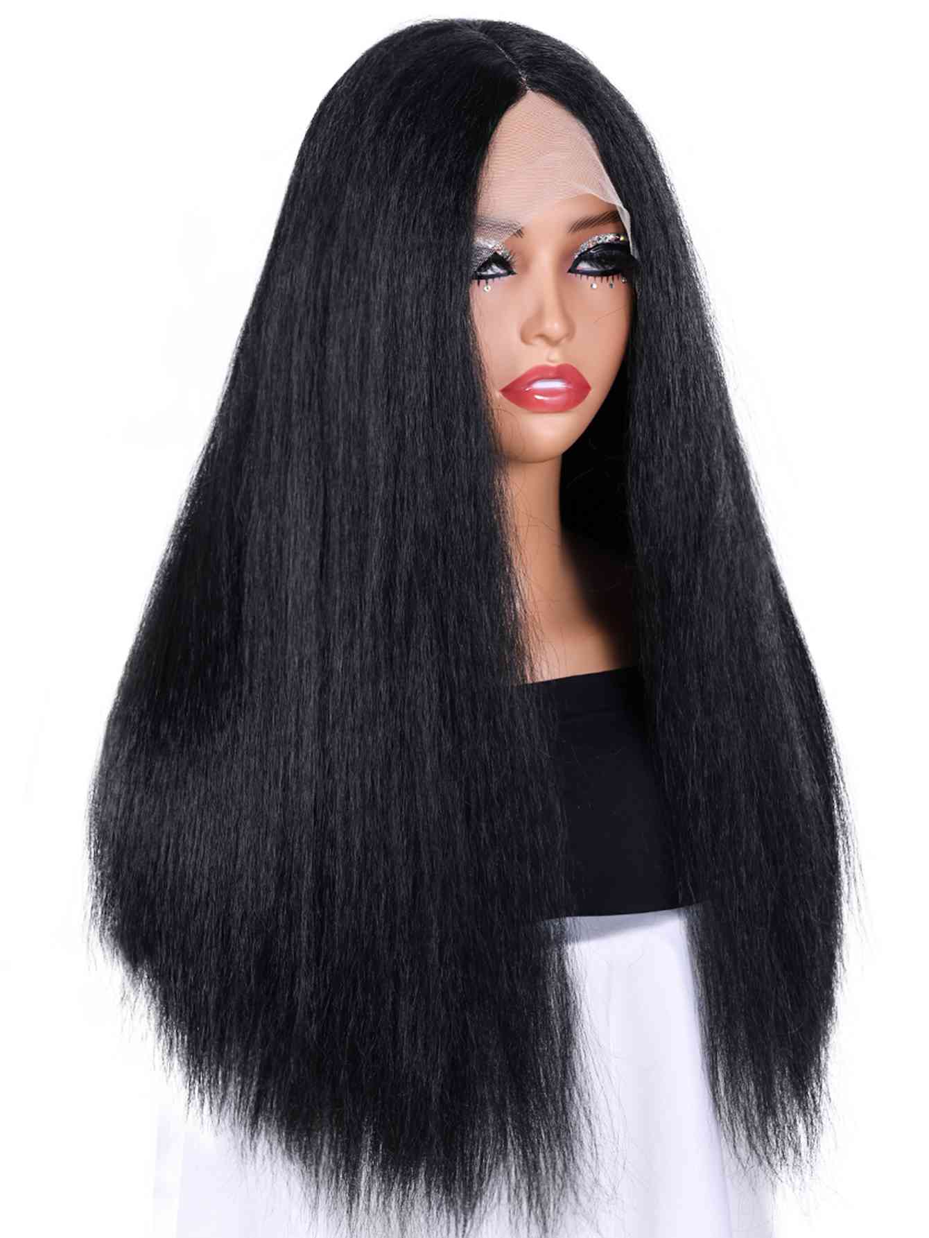 Long Yaki Straight Wig Synthetic Wig Beginners Friendly Heat Resistant 13*4*1 Lace Front Wig 200% Density