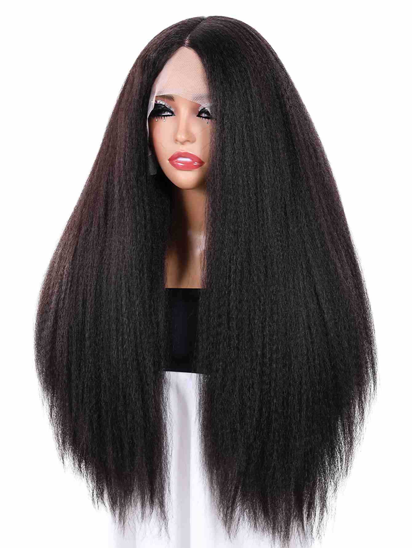Long Yaki Straight Wig Synthetic Wig Beginners Friendly Heat Resistant 13*4*1 Lace Front Wig 200% Density