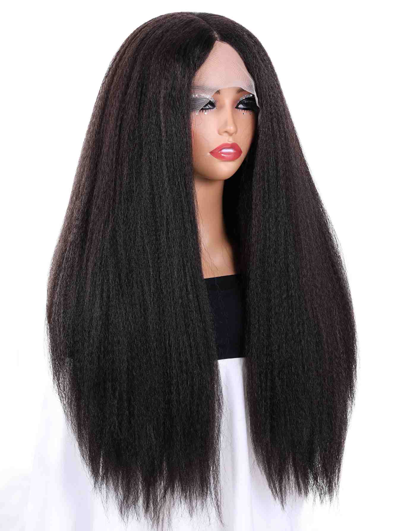 Long Yaki Straight Wig Synthetic Wig Beginners Friendly Heat Resistant 13*4*1 Lace Front Wig 200% Density