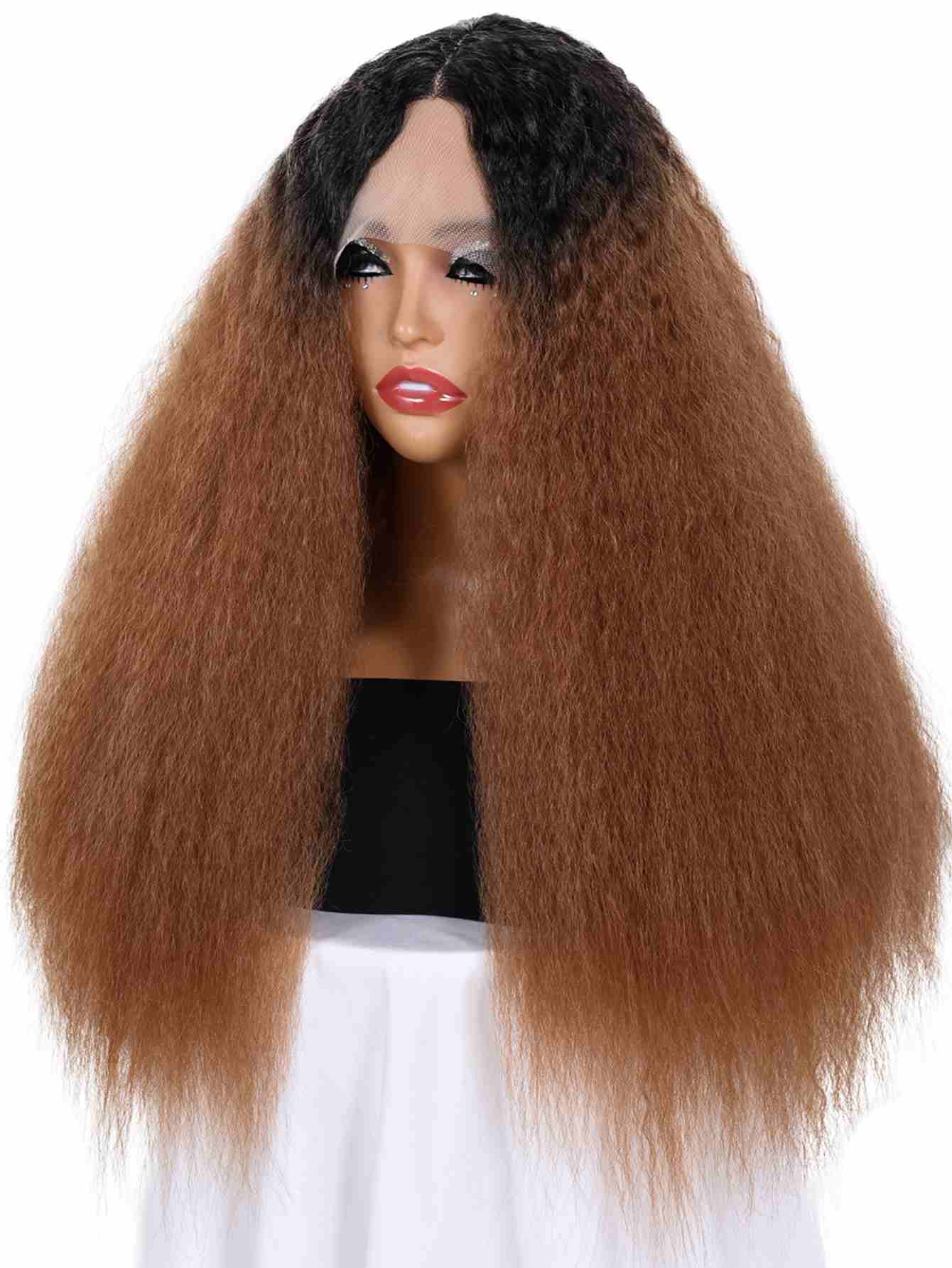 Long Yaki Straight Wig Synthetic Wig Beginners Friendly Heat Resistant 13*4*1 Lace Front Wig 200% Density
