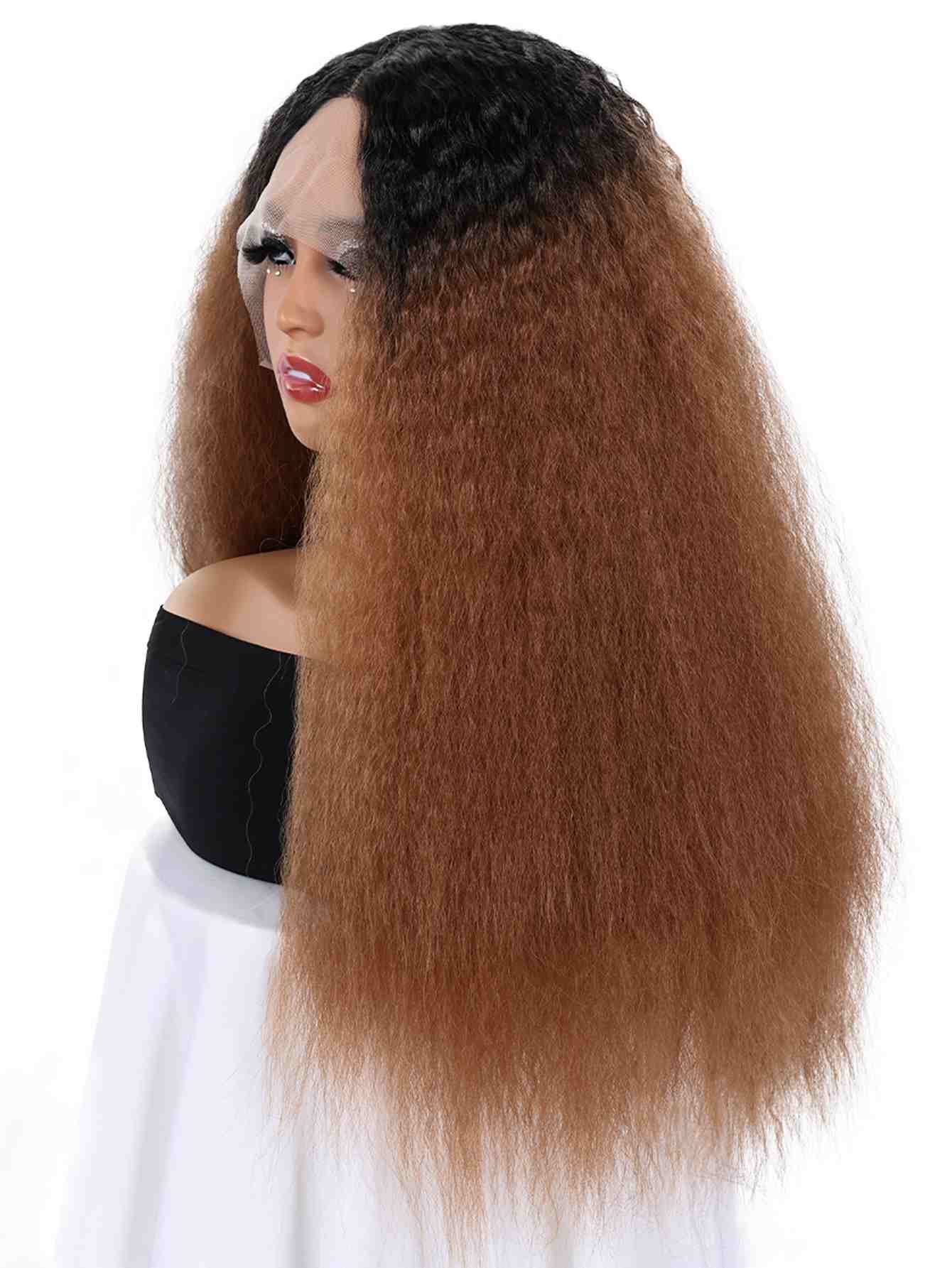 Long Yaki Straight Wig Synthetic Wig Beginners Friendly Heat Resistant 13*4*1 Lace Front Wig 200% Density