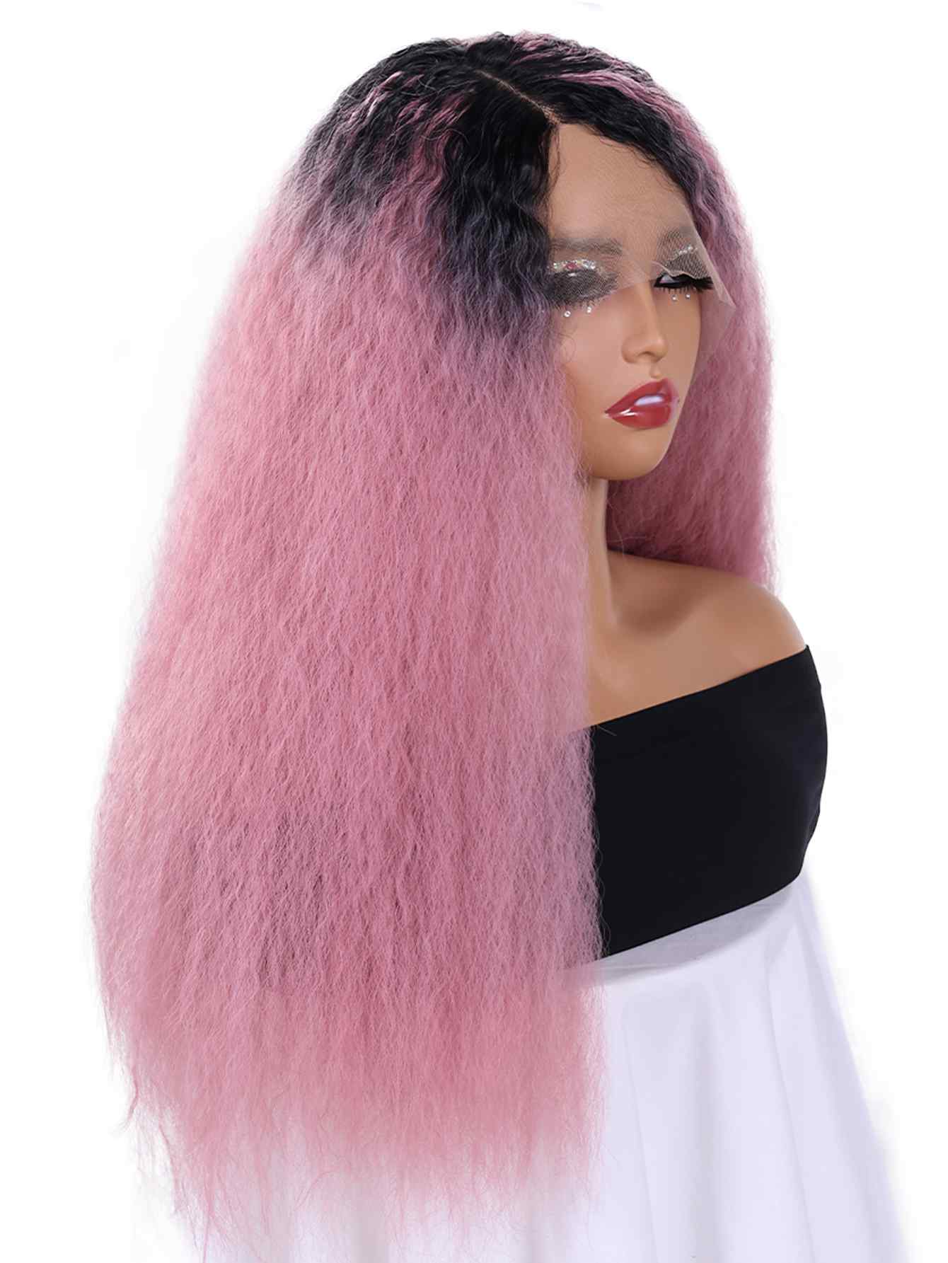 Long Yaki Straight Wig Synthetic Wig Beginners Friendly Heat Resistant 13*4*1 Lace Front Wig 200% Density