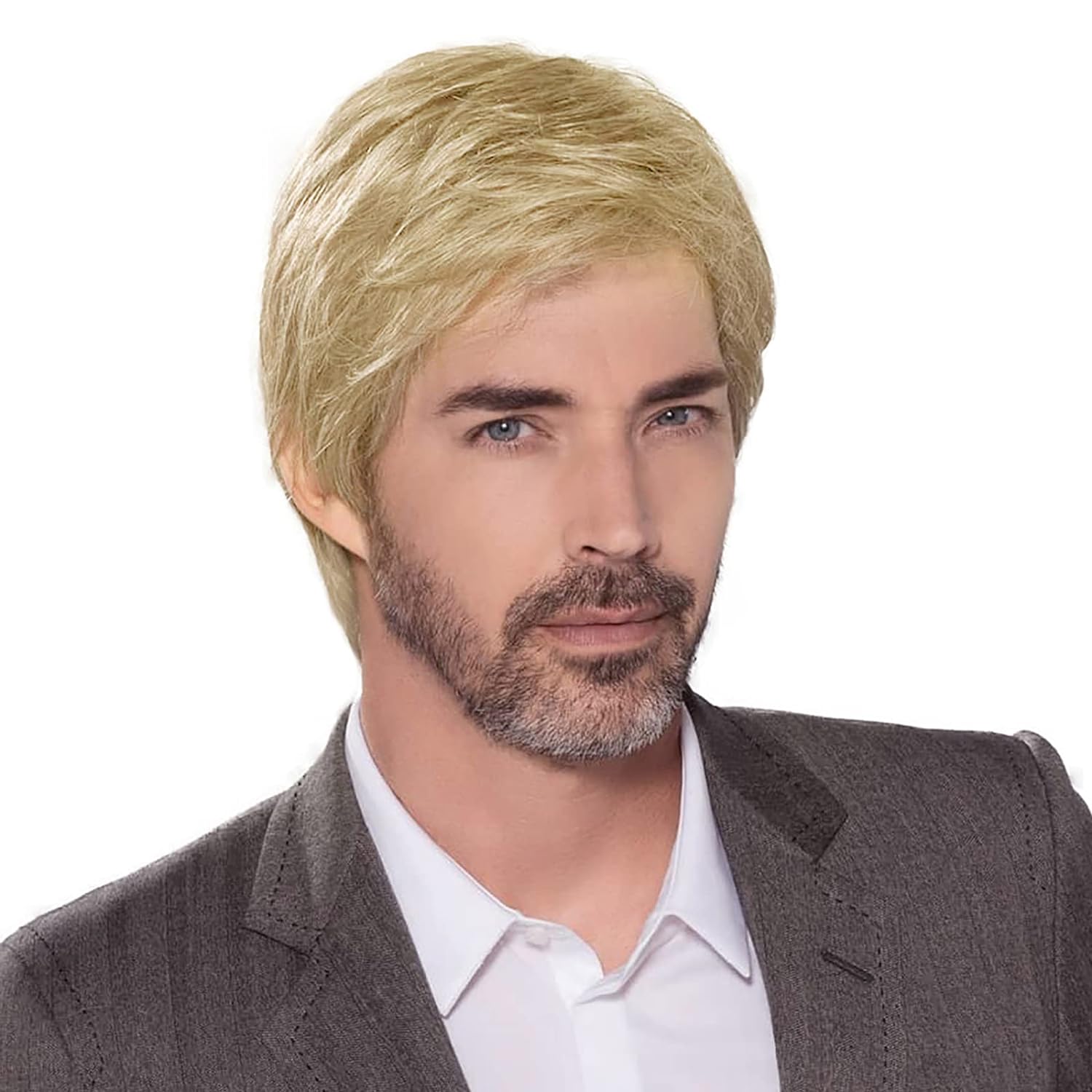 Realistic Men's Wig – Heat-Resistant Synthetic Fiber, Dyeable & Styleable