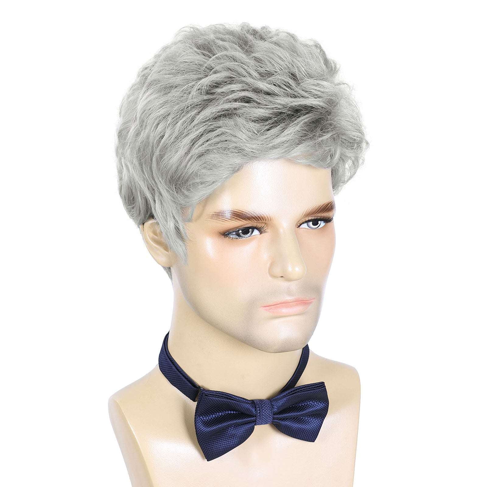 British Style Men's Wig – Heat-Resistant Material, Natural Wavy Design