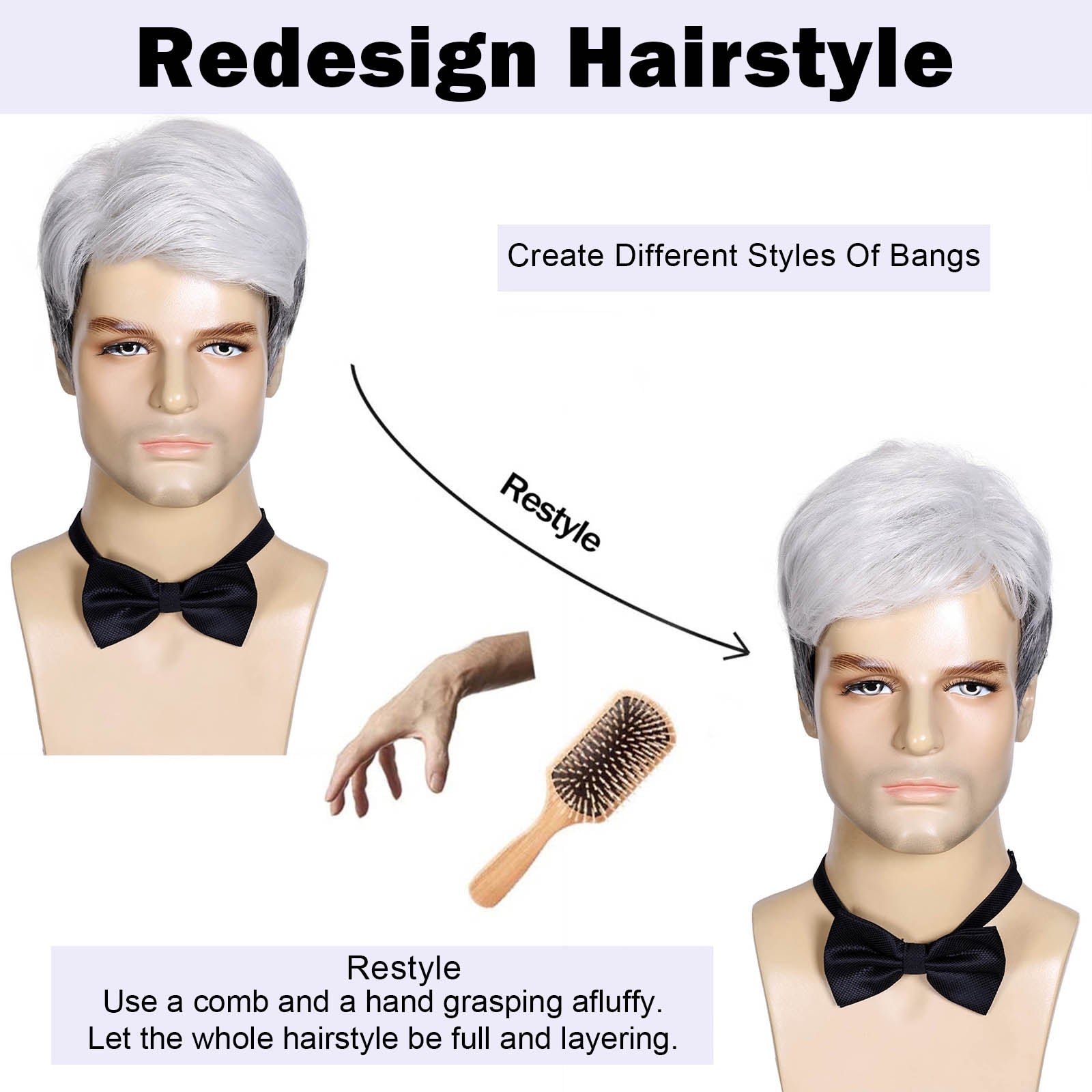 Everyday Wear Men's Wig – Heat-Resistant Synthetic Fiber, Easy Styling