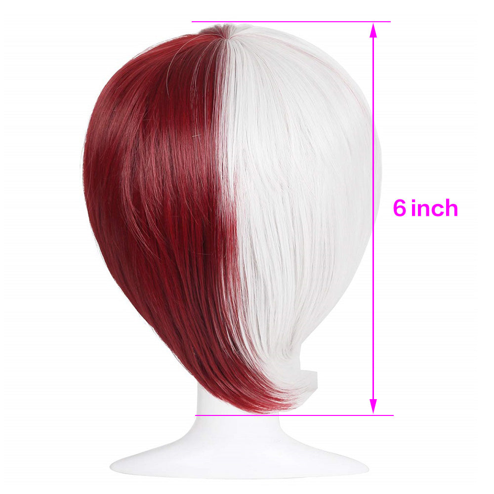 Cosplay Todoroki anime Short Half Silver White Half Red Cosplay Temperature Synthetic Wig