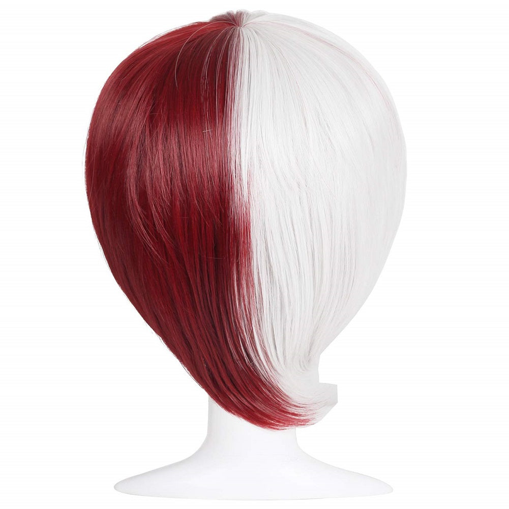 Cosplay Todoroki anime Short Half Silver White Half Red Cosplay Temperature Synthetic Wig