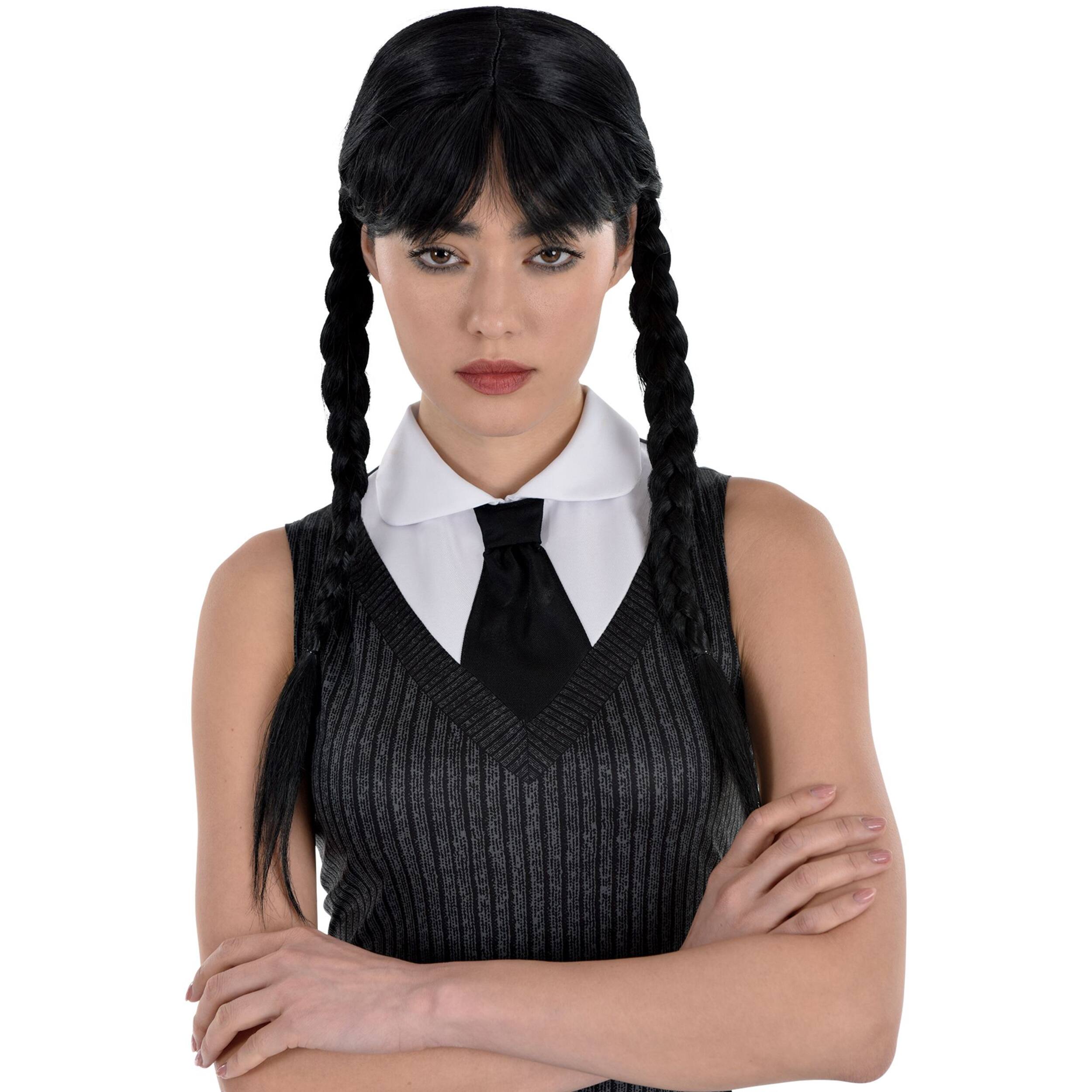 Wednesday Black Braided Wig With Bangs Long Braid Wig Cosplay Halloween Costume Wigs For Women Addams cosplay wig