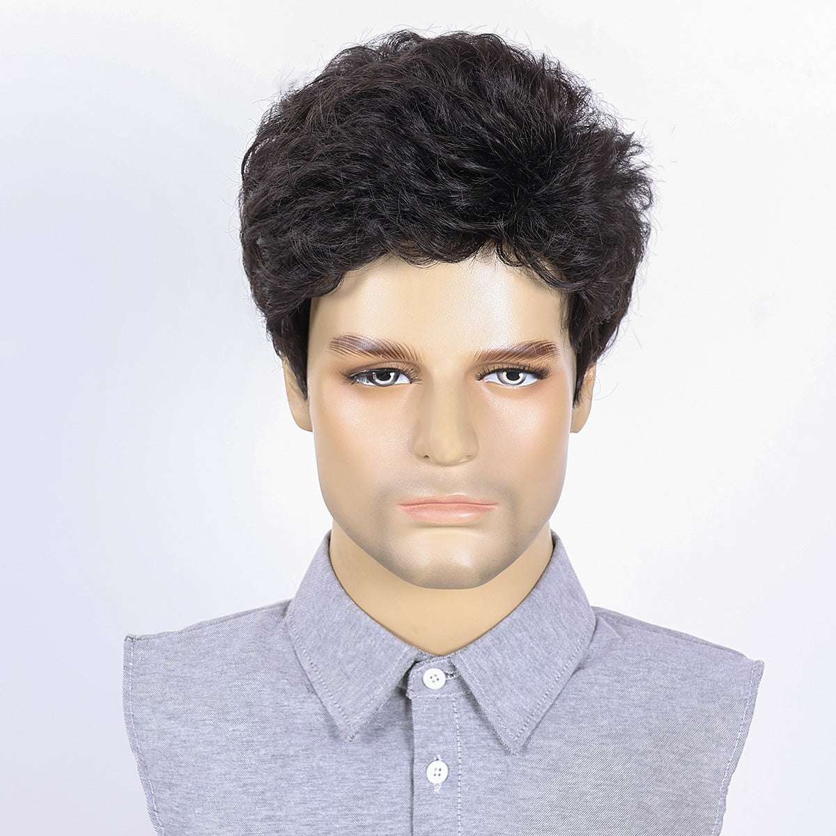 Modern Classic Men's Wig – Heat-Resistant Synthetic Hair, Simple Styling