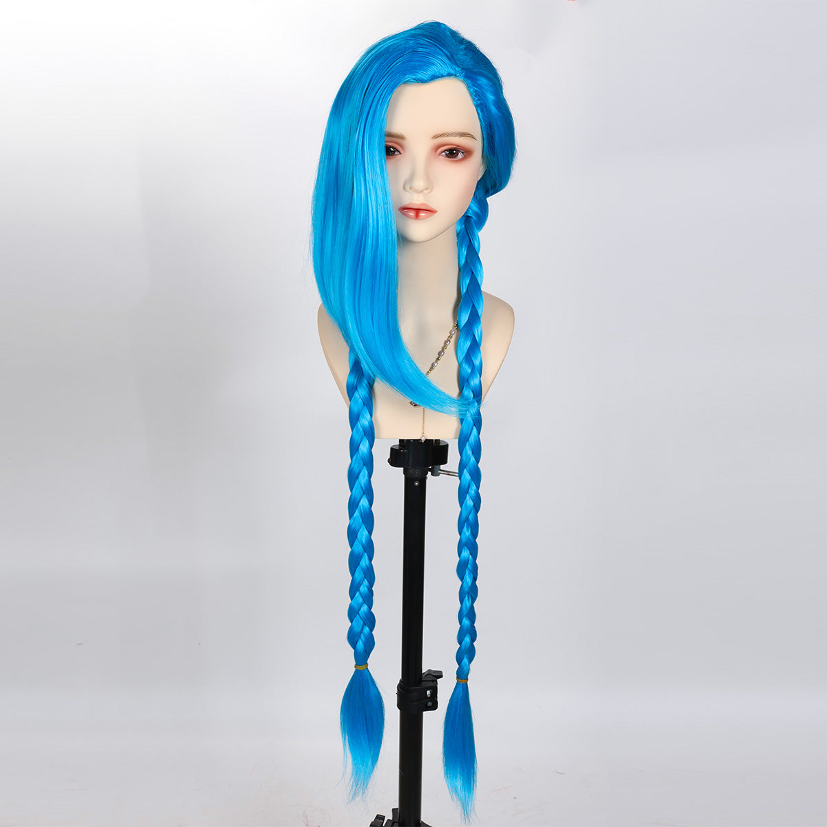 OYSRONG Anime 53.15'' Jinx Cosplay Costume Wig Long Blue Color Heat Resistant Wig