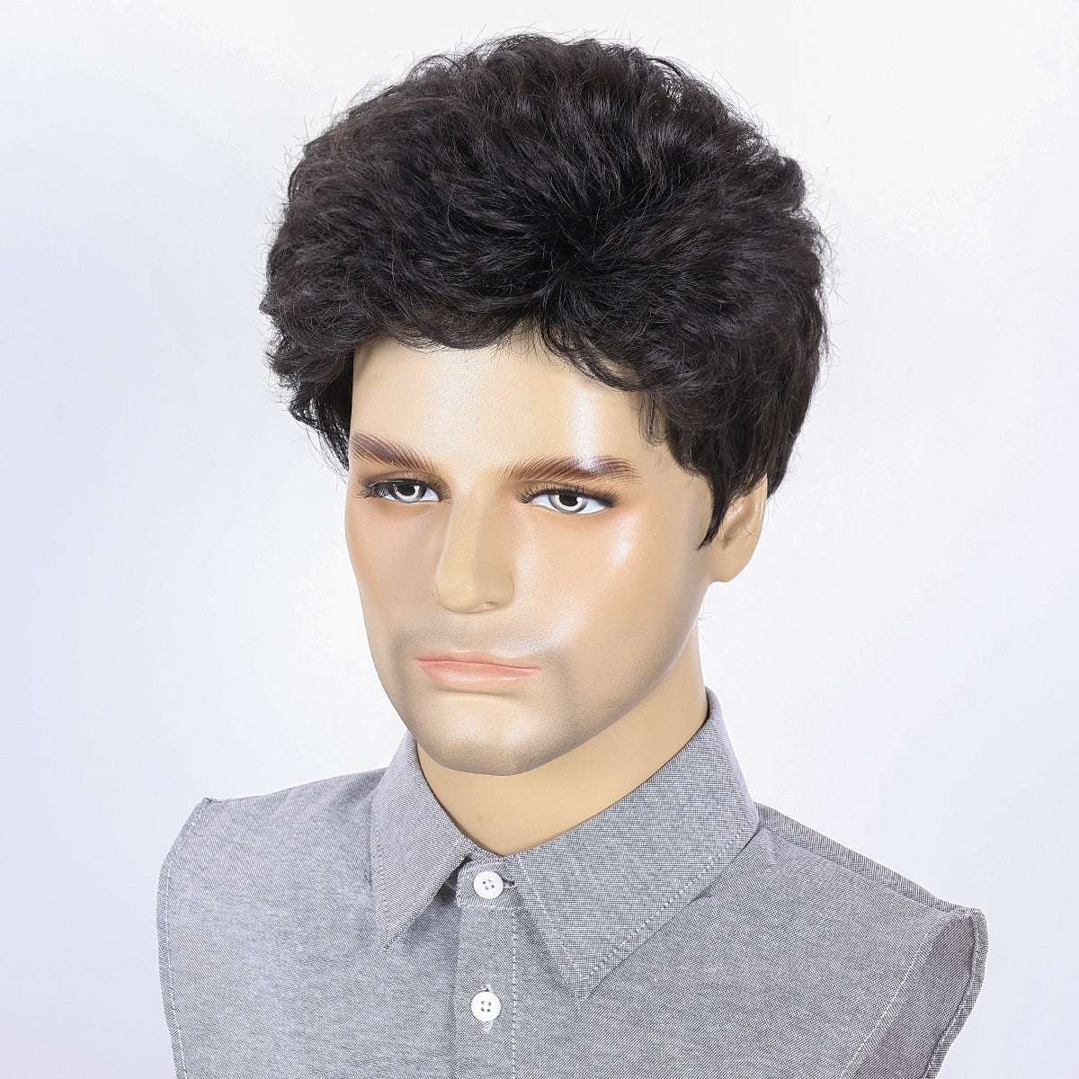 Modern Classic Men's Wig – Heat-Resistant Synthetic Hair, Simple Styling