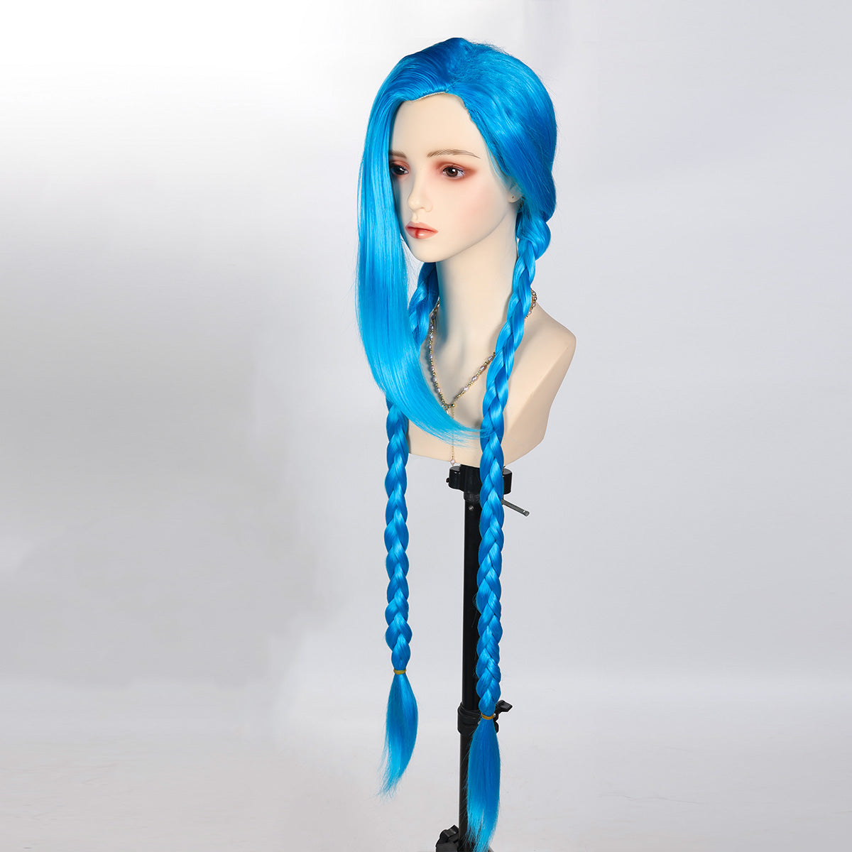 OYSRONG Anime 53.15'' Jinx Cosplay Costume Wig Long Blue Color Heat Resistant Wig