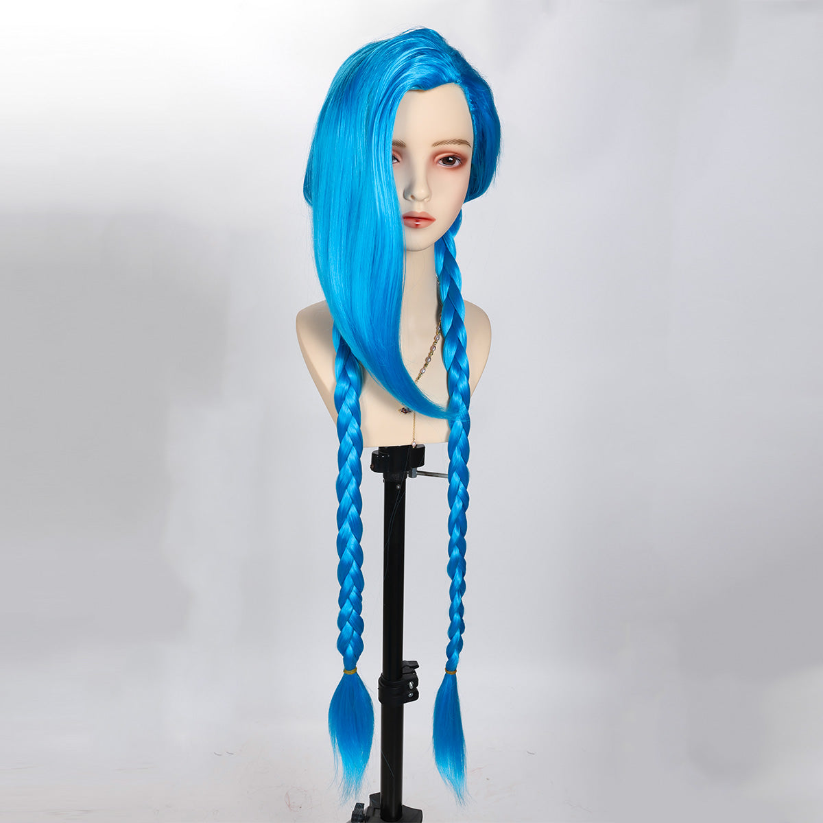 OYSRONG Anime 53.15'' Jinx Cosplay Costume Wig Long Blue Color Heat Resistant Wig