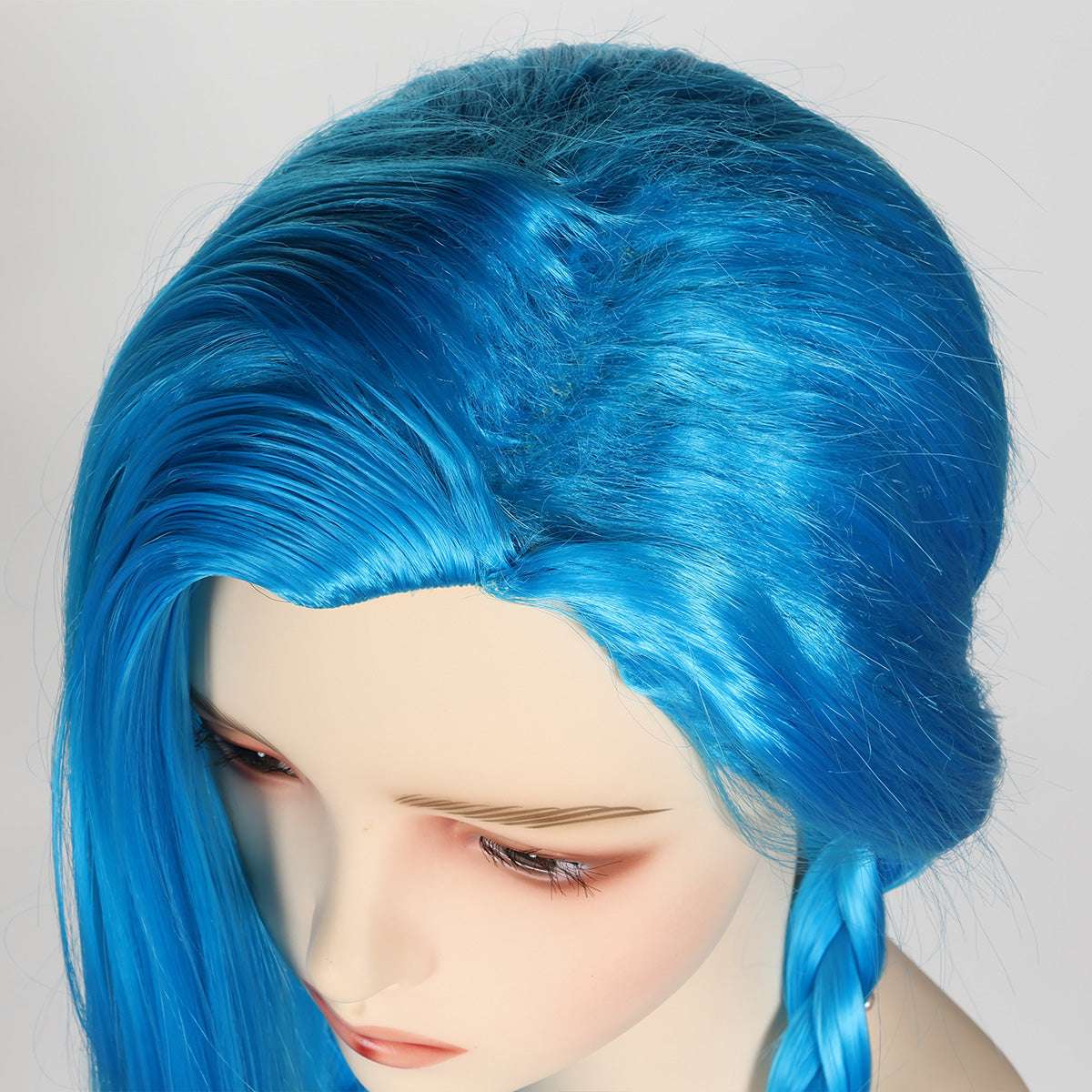 OYSRONG Anime 53.15'' Jinx Cosplay Costume Wig Long Blue Color Heat Resistant Wig