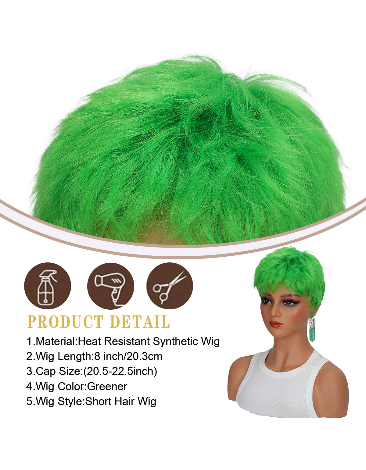 Youthful girl multi - colored wig - Fluffy, heat - resistant synthetic realistic hair strands, with multiple colors to choose from