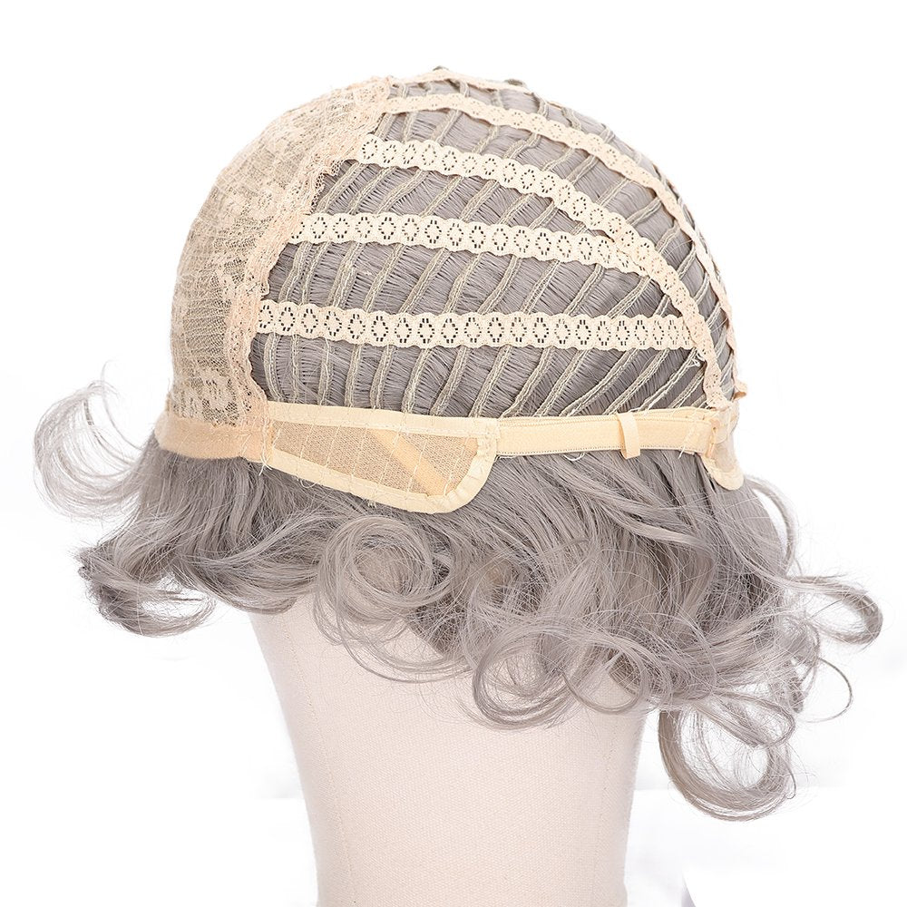 Short curly wig side bangs curly wave hair synthetic wig