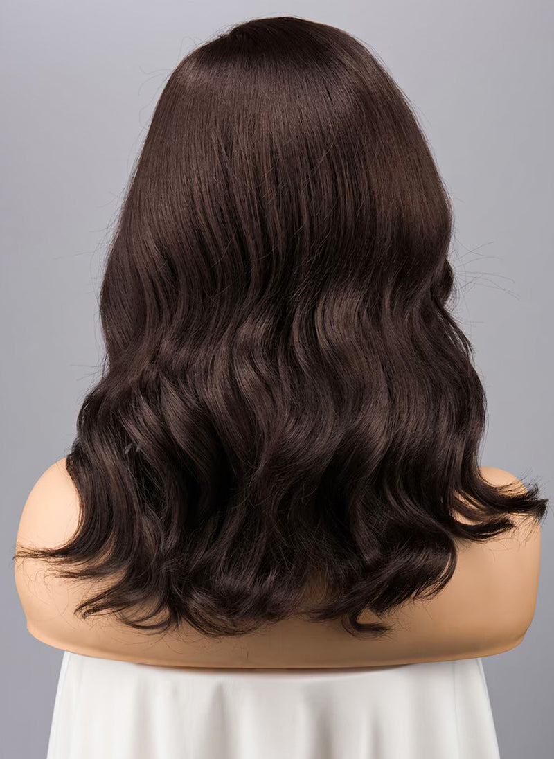 Dark Brown Wavy Lace Front Wig: Free Part, Heat Resistant Synthetic Wig