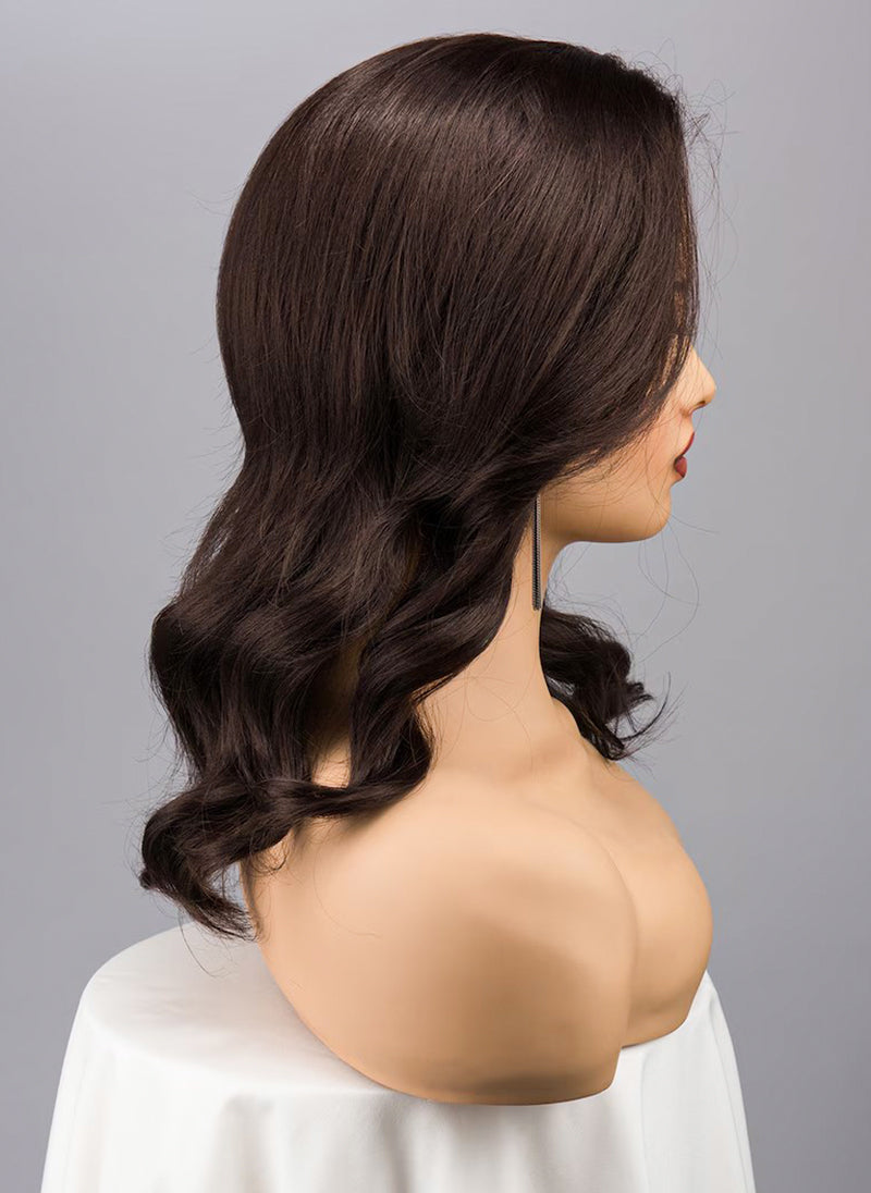Dark Brown Wavy Lace Front Wig: Free Part, Heat Resistant Synthetic Wig