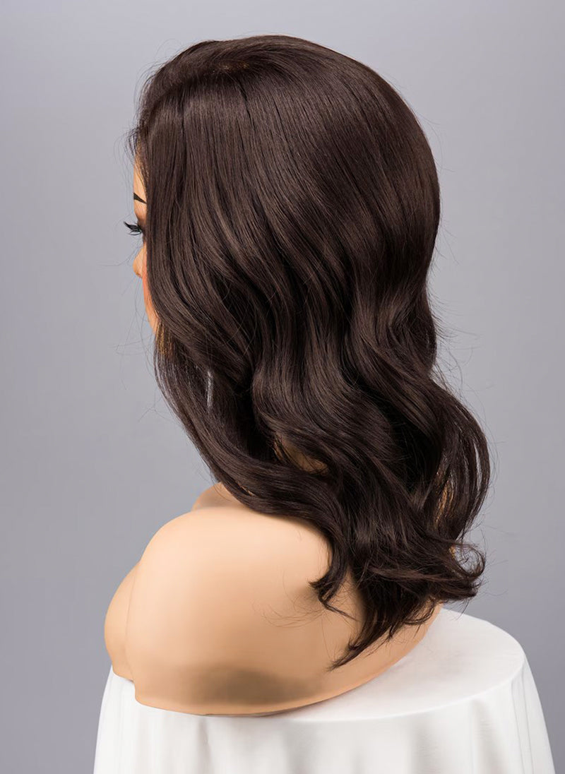 Dark Brown Wavy Lace Front Wig: Free Part, Heat Resistant Synthetic Wig