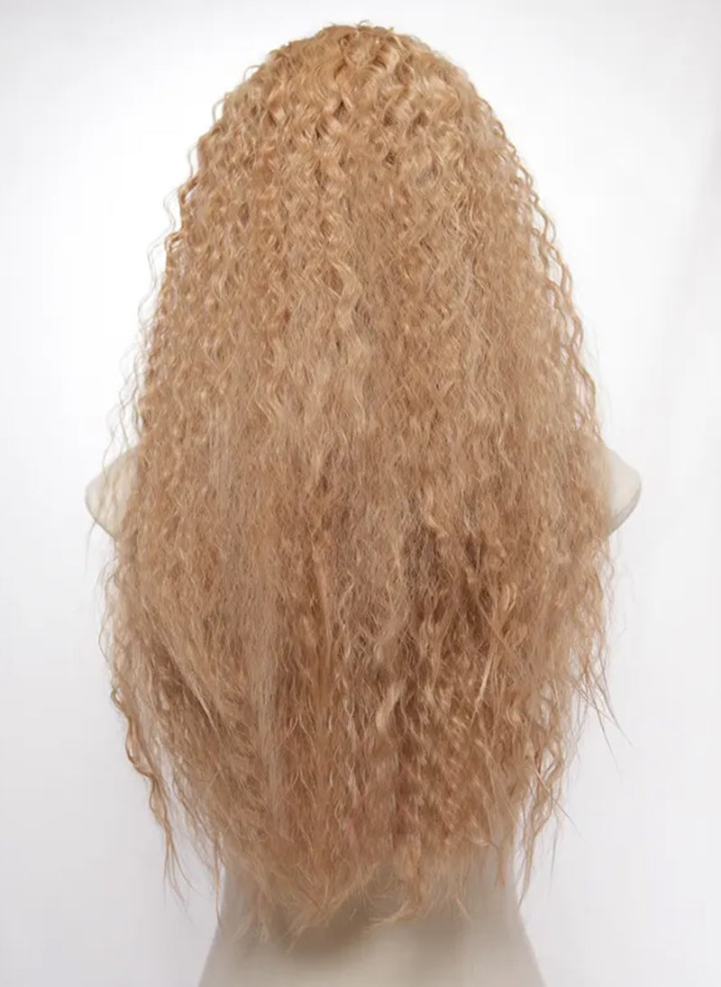 22-Inch Golden Blonde Curly 13x4 Lace Front Wig | Long Heat-Resistant Synthetic Hair, Natural Look