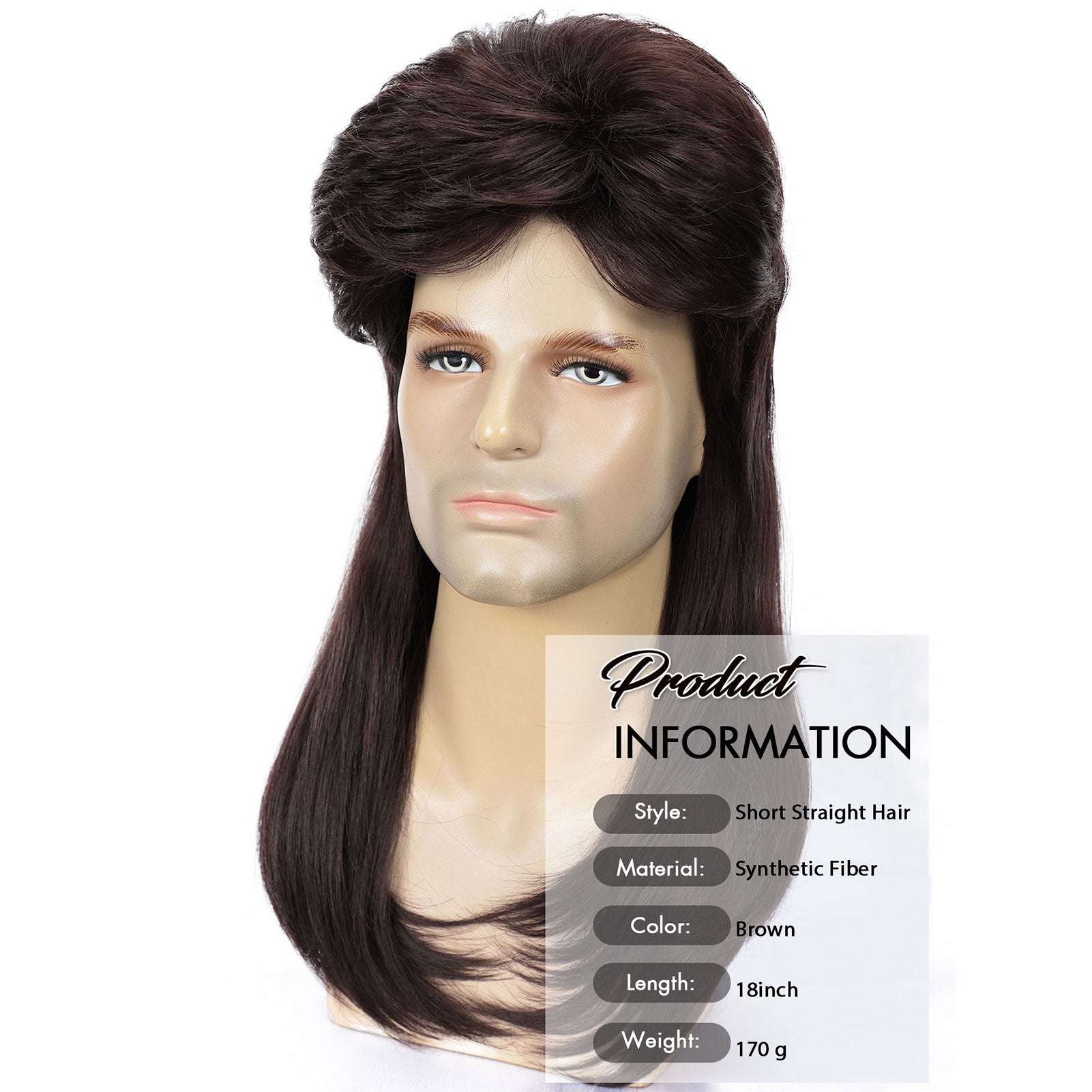 70s 80s Halloween Disco Rocker Wig for Men Long Straight Curly Synthetic Cosplay Mullet Wig