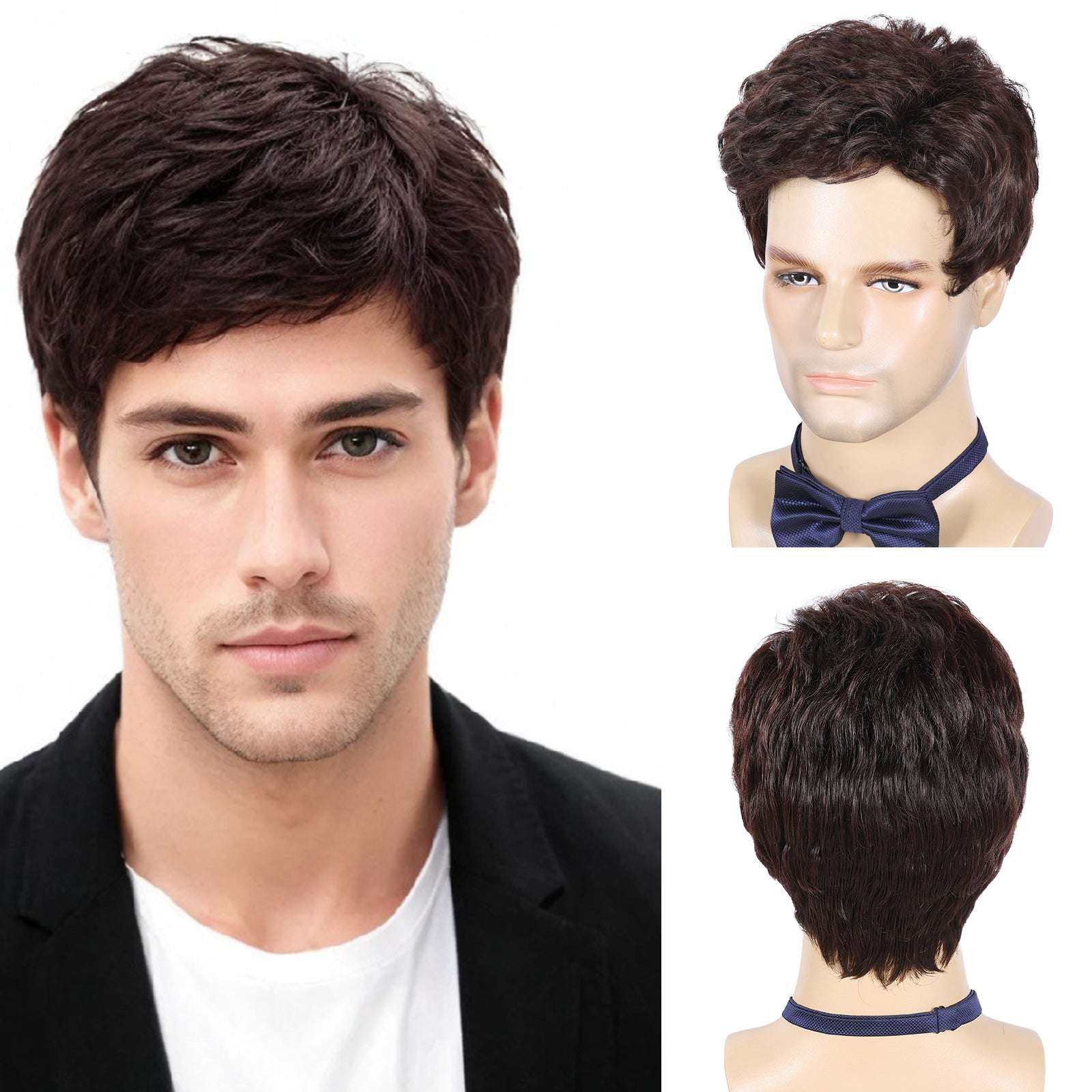 Middle-Aged Men's Wig – Heat-Resistant Material, Natural Gray Coverage