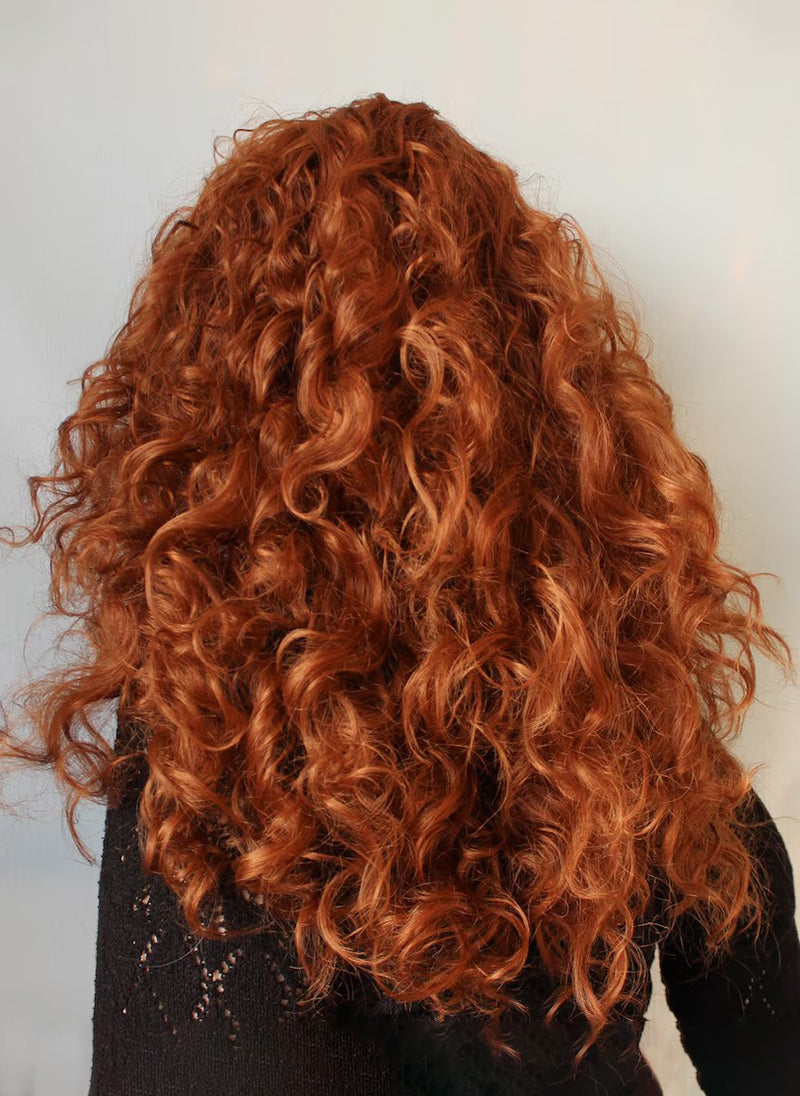 Curly Red Wig · Long Ginger Auburn Glueless Unit with Bangs