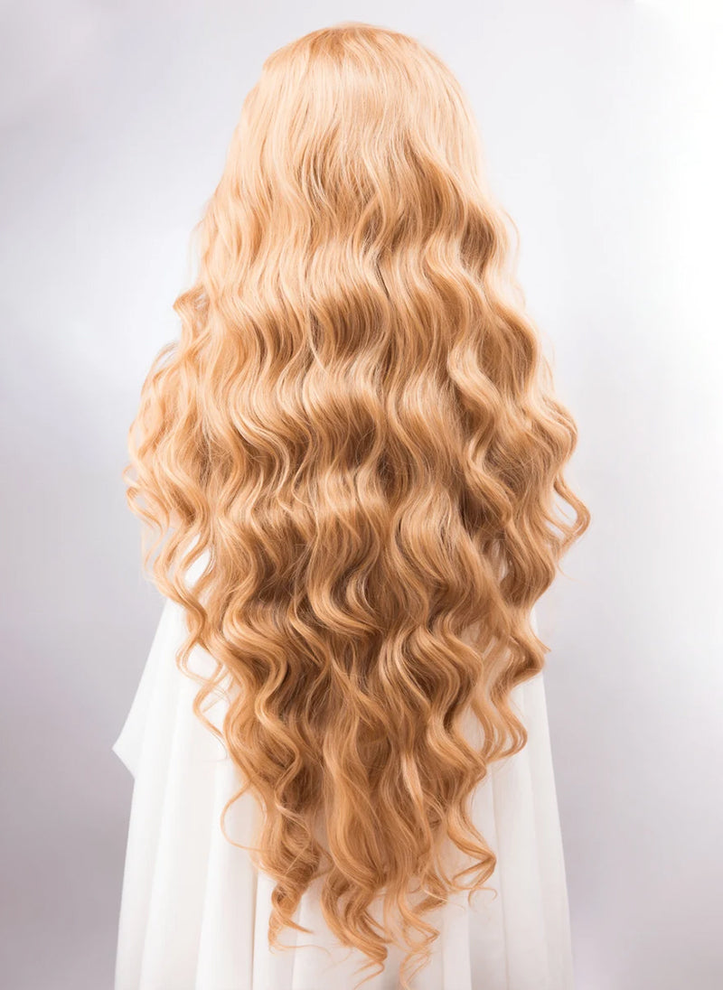 Strawberry Blonde 13" X 6" Large Lace Wavy Cosplay Wig Drag Queen Wig IDINA