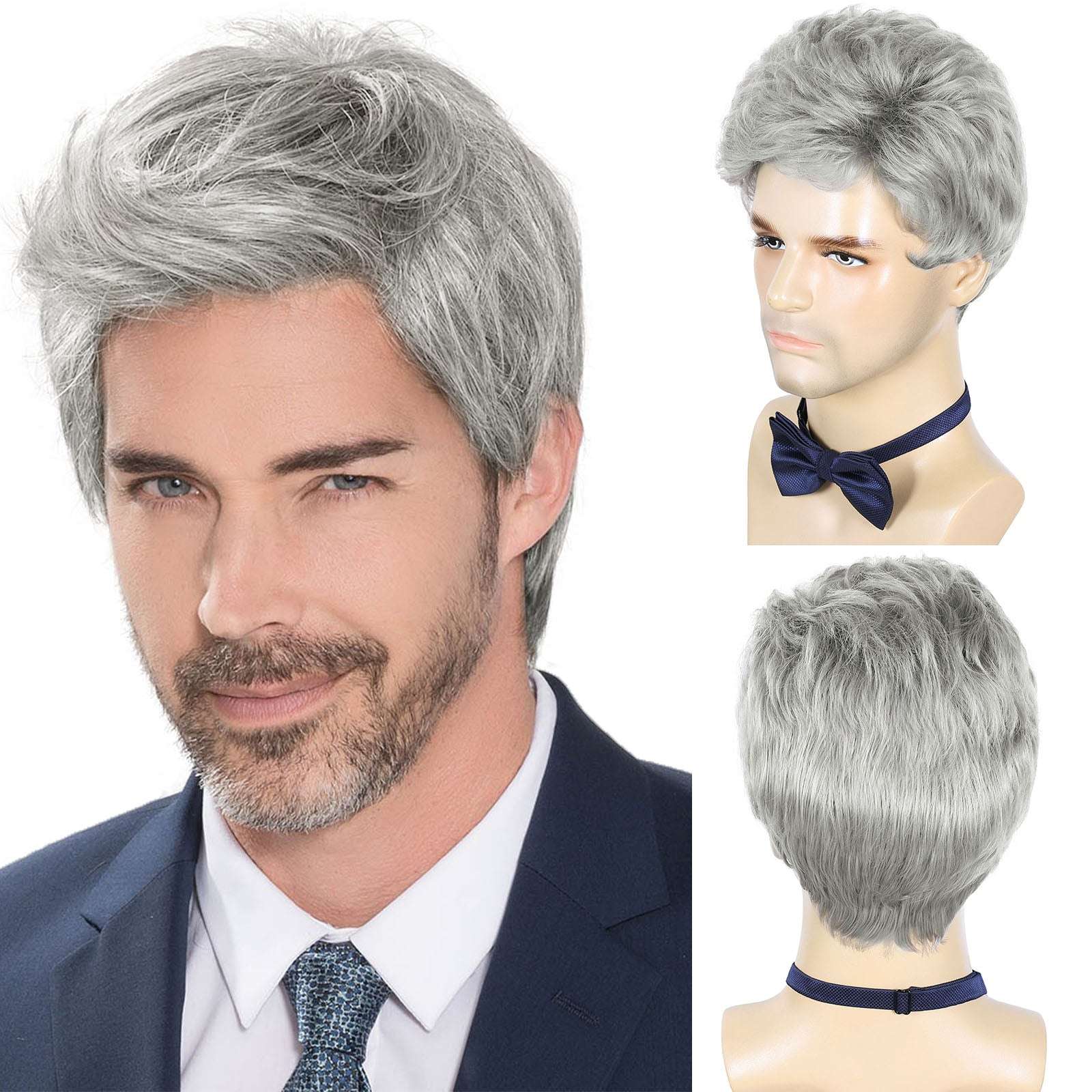 British Style Men's Wig – Heat-Resistant Material, Natural Wavy Design