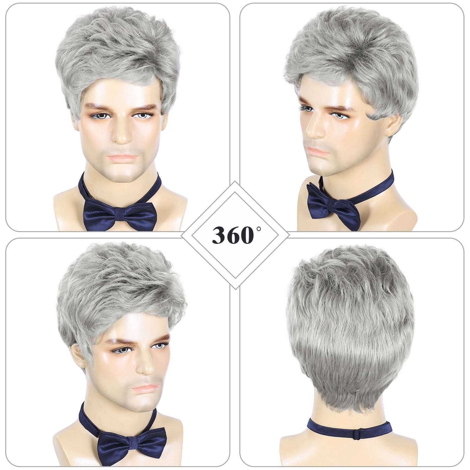 British Style Men's Wig – Heat-Resistant Material, Natural Wavy Design