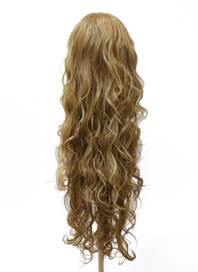 Ear-to-Ear HD Deep Lace Front Long Butterscotch Light Blonde and Brown Wavy Free Part Heat Resistant 35 Inch Wig [Belle-2216]