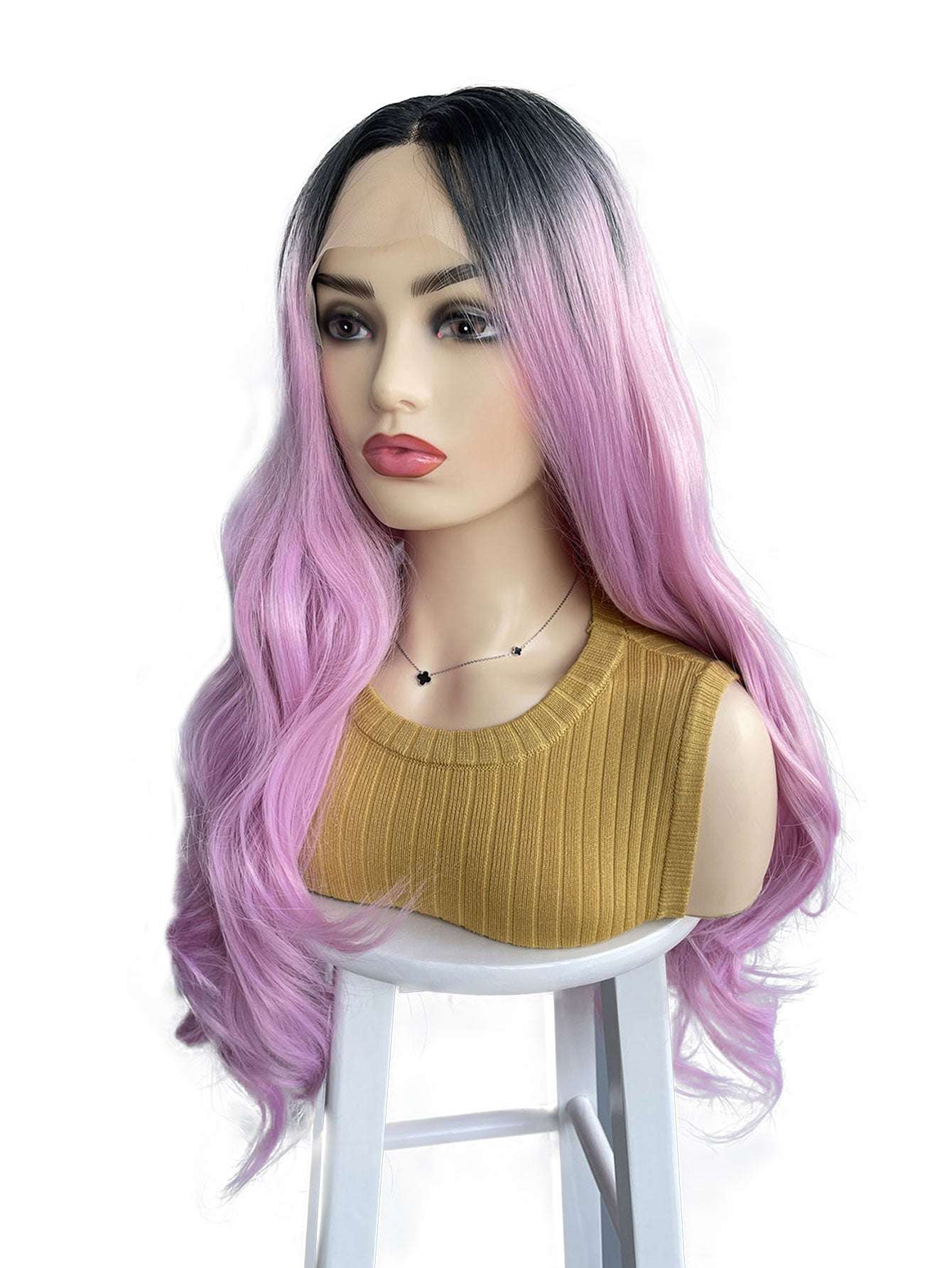 Wave Lace Front Wig - Heat Resistant Fiber Hair Wigs, 200% Density, Natural Pink Gradient for Women, Long Wavy Style, Transparent Lace Front Design, Natural Hairstyle | Long Wavy Wig Daily Cosplay Party