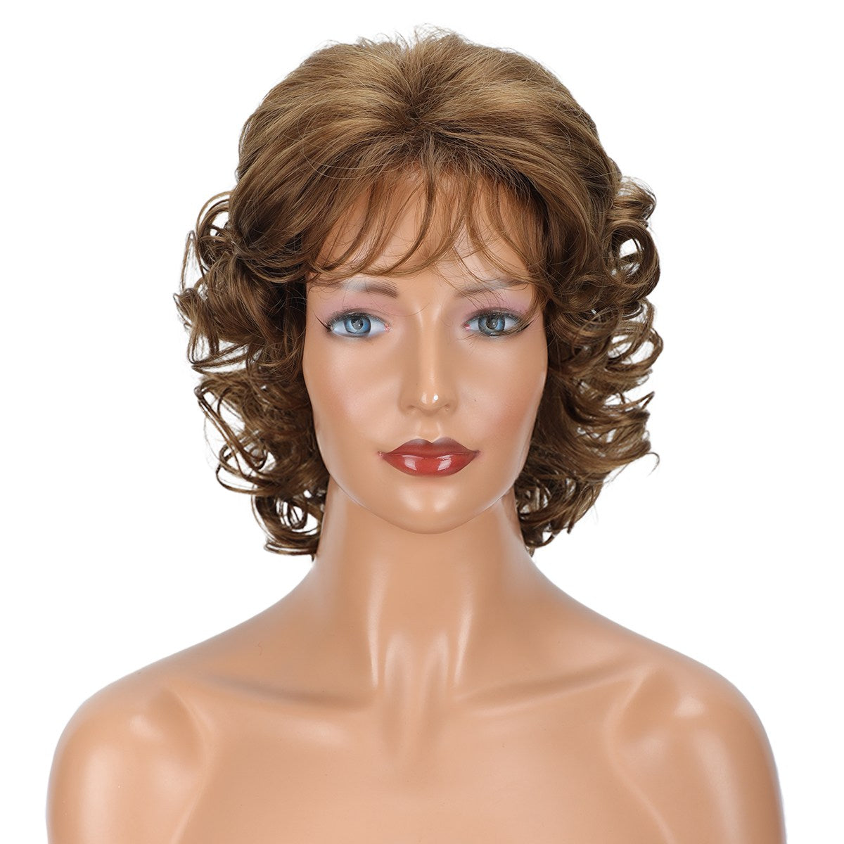 Short curly wig side bangs curly wave hair synthetic wig