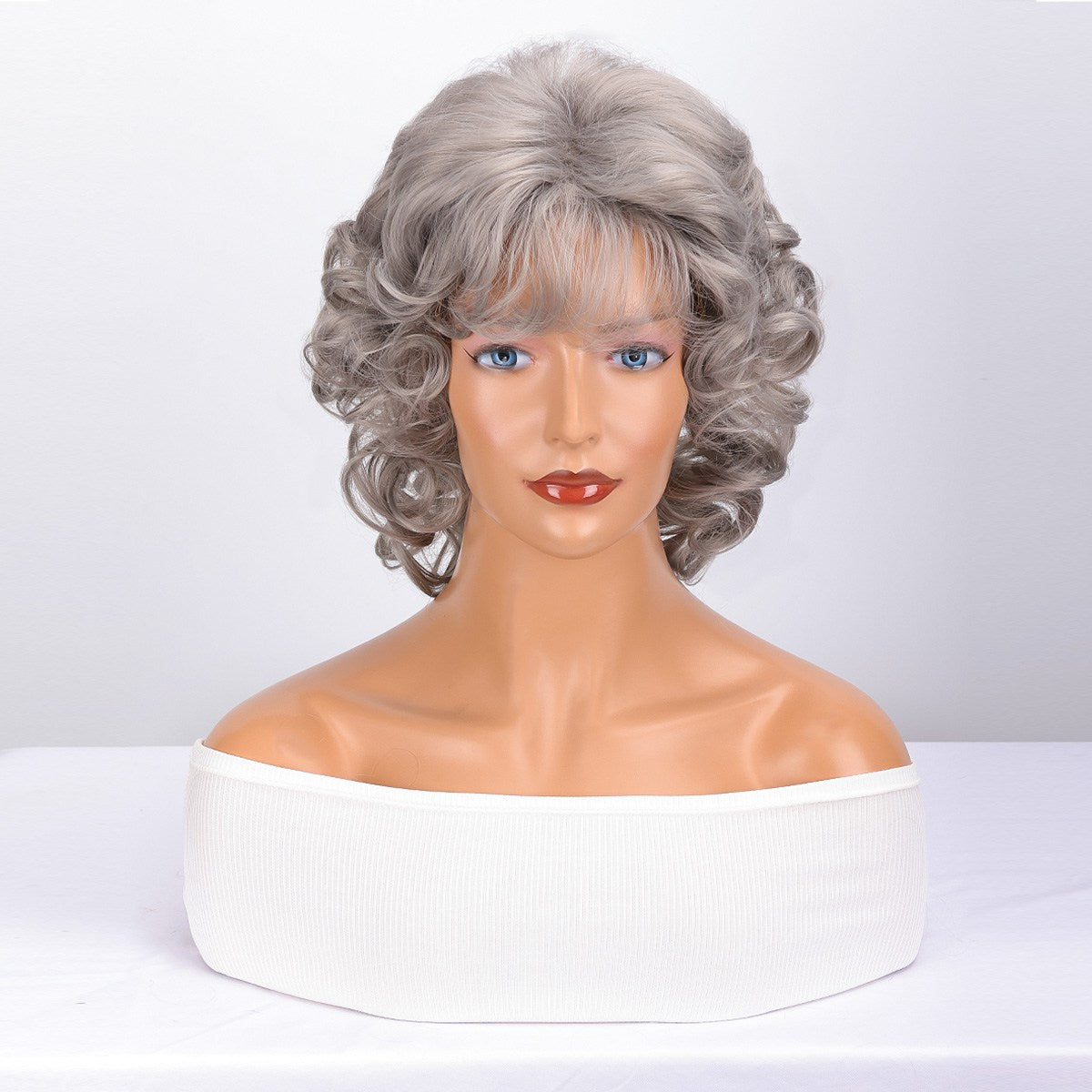 Short curly wig side bangs curly wave hair synthetic wig