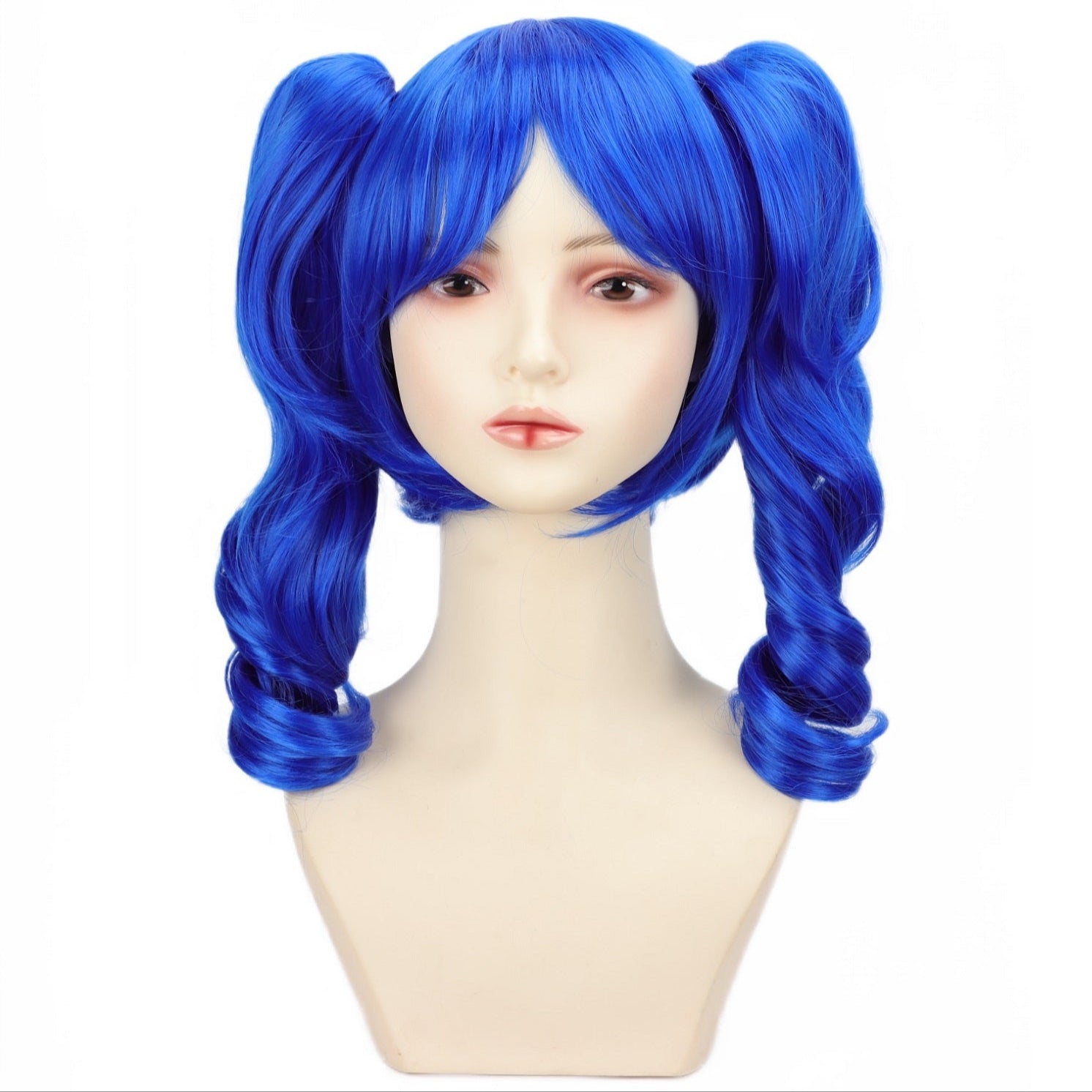 Chic Anime-Inspired Cosplay Wig for Women - Heat Resistant, Curly Ponytail with Bangs in Pink, Black, Blue, Blonde, Brown, Red | Perfect for Halloween & Costume Parties, Colorful, Double Clip, Daily Wear