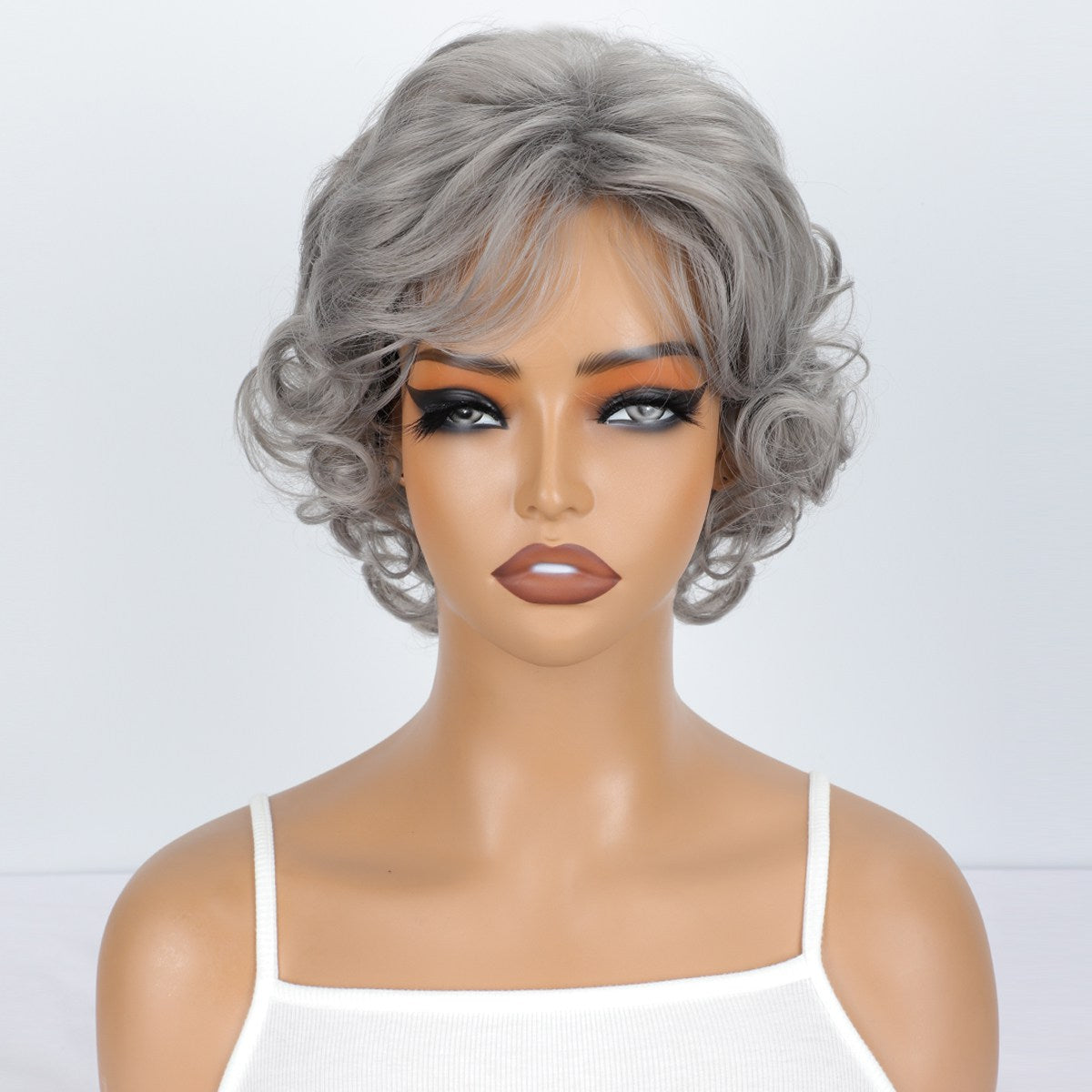 Short curly wig side bangs curly wave hair synthetic wig