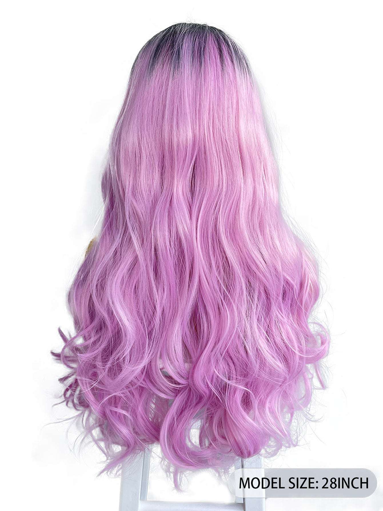 Wave Lace Front Wig - Heat Resistant Fiber Hair Wigs, 200% Density, Natural Pink Gradient for Women, Long Wavy Style, Transparent Lace Front Design, Natural Hairstyle | Long Wavy Wig Daily Cosplay Party