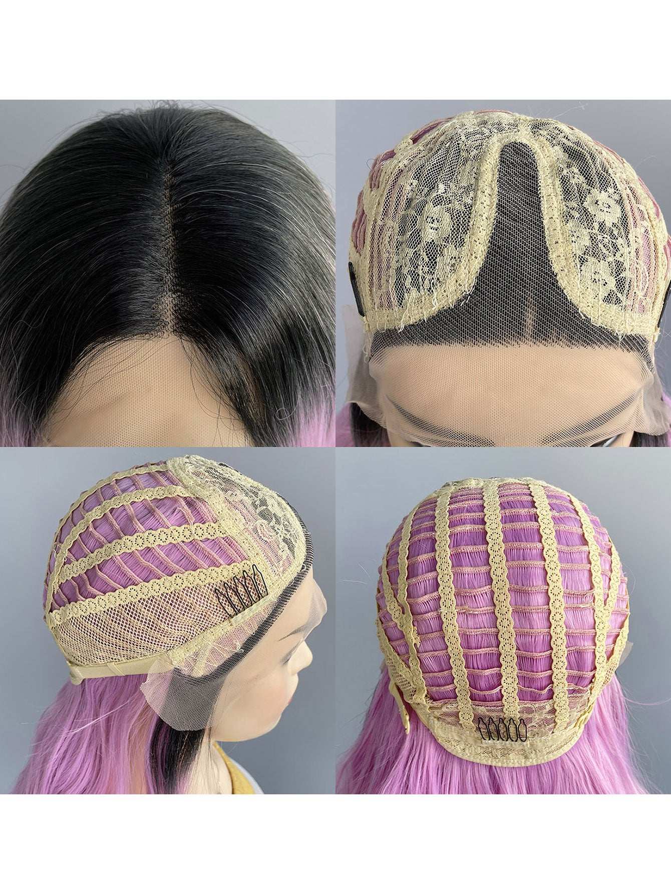 Wave Lace Front Wig - Heat Resistant Fiber Hair Wigs, 200% Density, Natural Pink Gradient for Women, Long Wavy Style, Transparent Lace Front Design, Natural Hairstyle | Long Wavy Wig Daily Cosplay Party