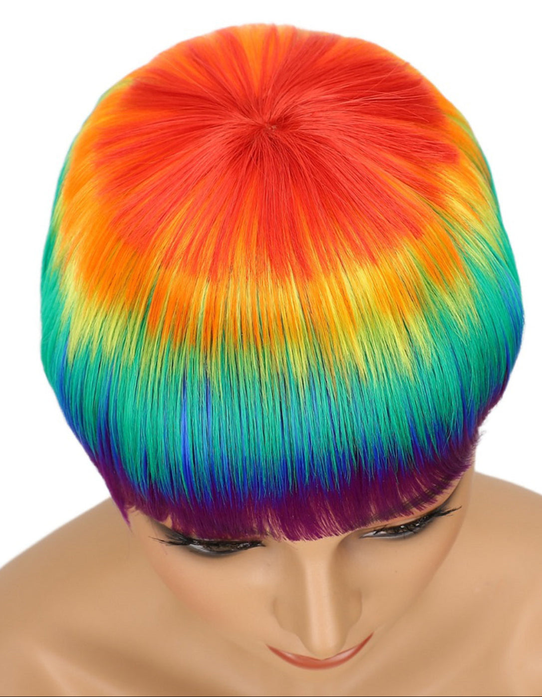 Women's Short Rainbow Color Wig, Resistant Fiber Wigs for Women Girls Daily Wear Party Cosplay Halloween Costume Music Festival Pride Month