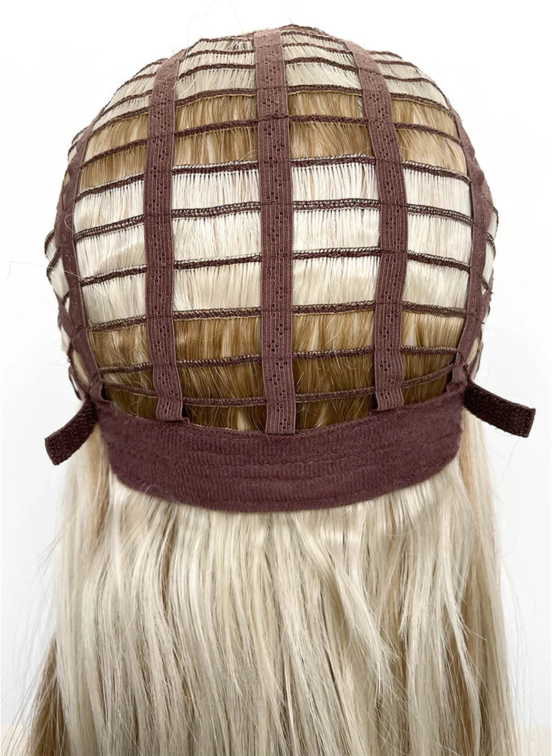 Blonde With Dark Roots Straight Bob Mono Top Lace Wig