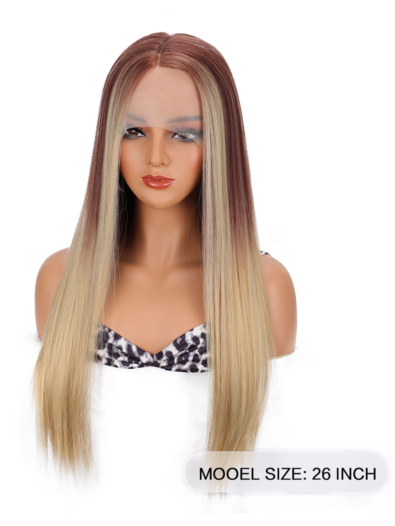 Long Straight Blonde Ombre Wig for Women with Middle Part Synthetic Hair Wig for Women Full Wig Daily Cosplay Party