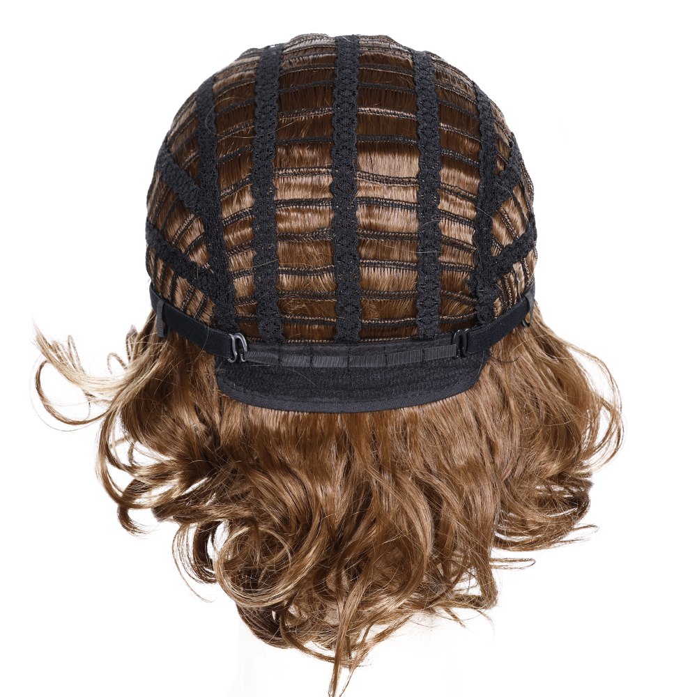 Short curly wig side bangs curly wave hair synthetic wig