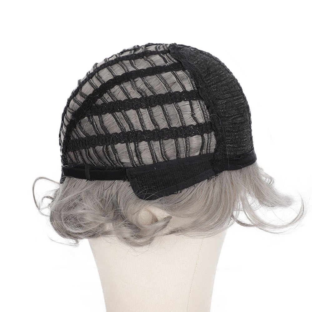 Short curly wig side bangs curly wave hair synthetic wig