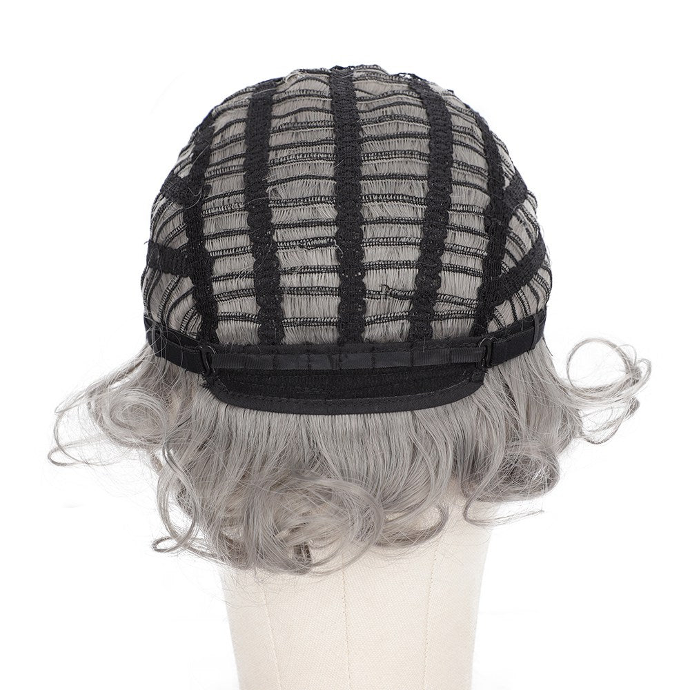 Short curly wig side bangs curly wave hair synthetic wig