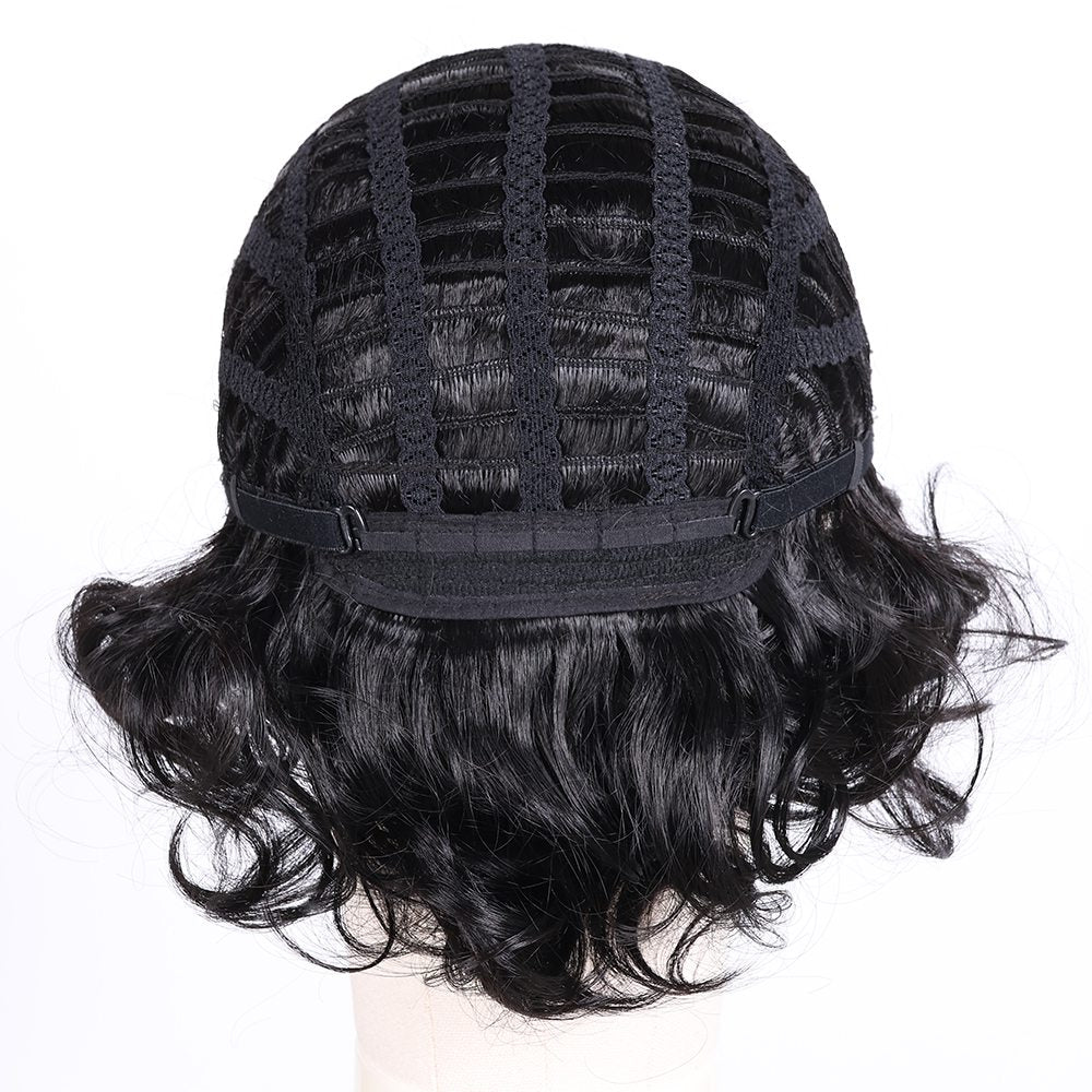 Short curly wig side bangs curly wave hair synthetic wig