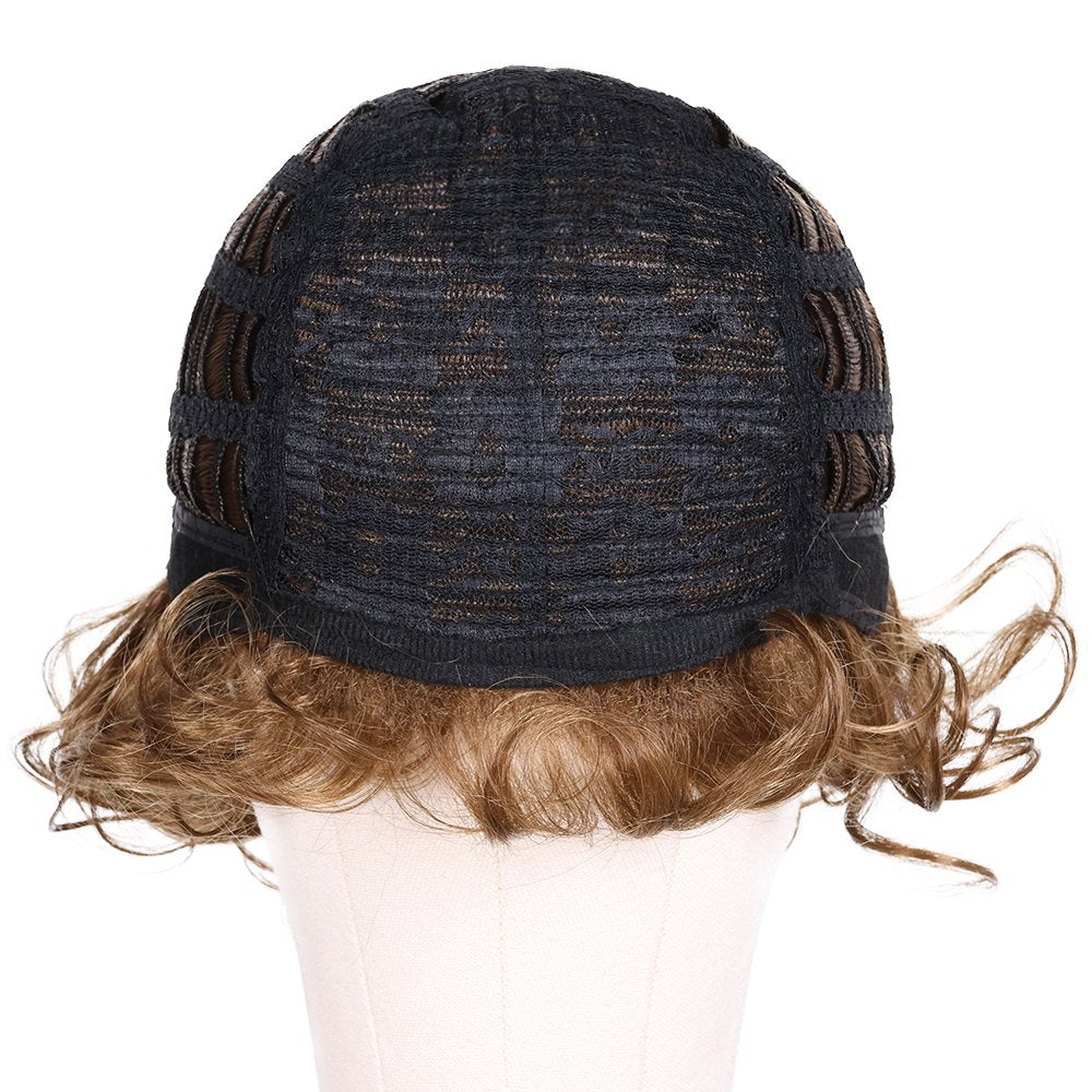 Short curly wig side bangs curly wave hair synthetic wig