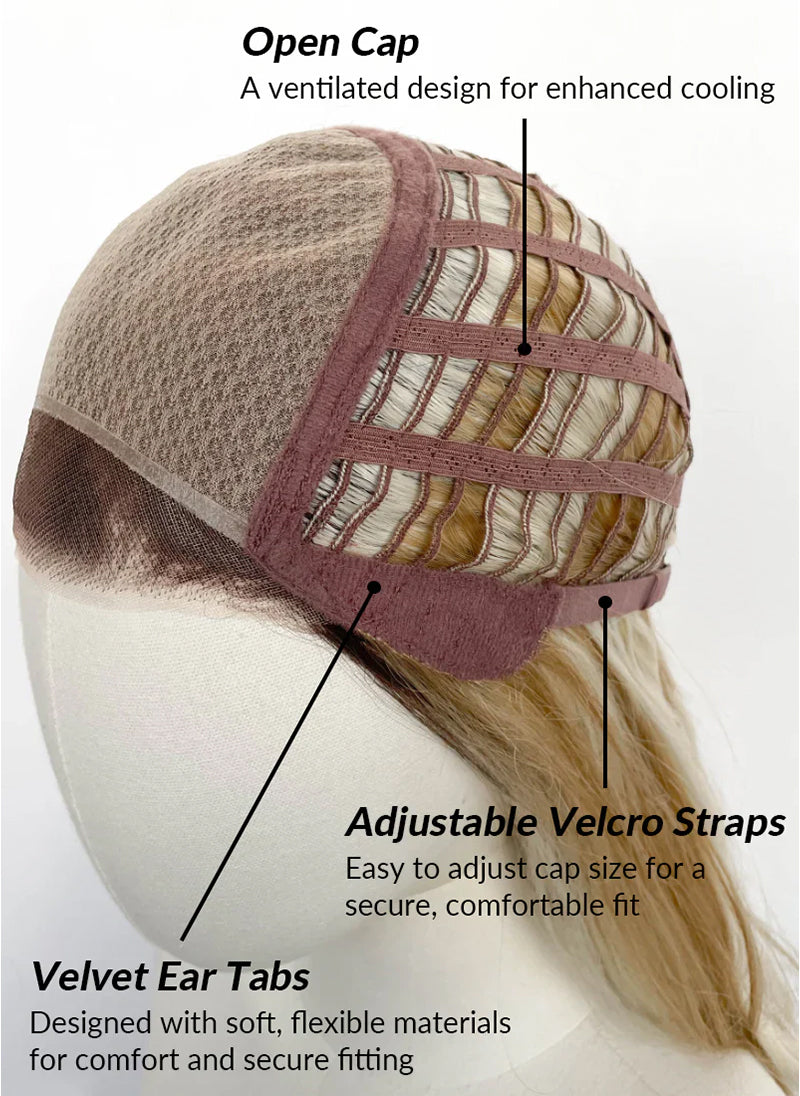 Mixed Blonde With Dark Roots Wavy Mono Top Lace Wig